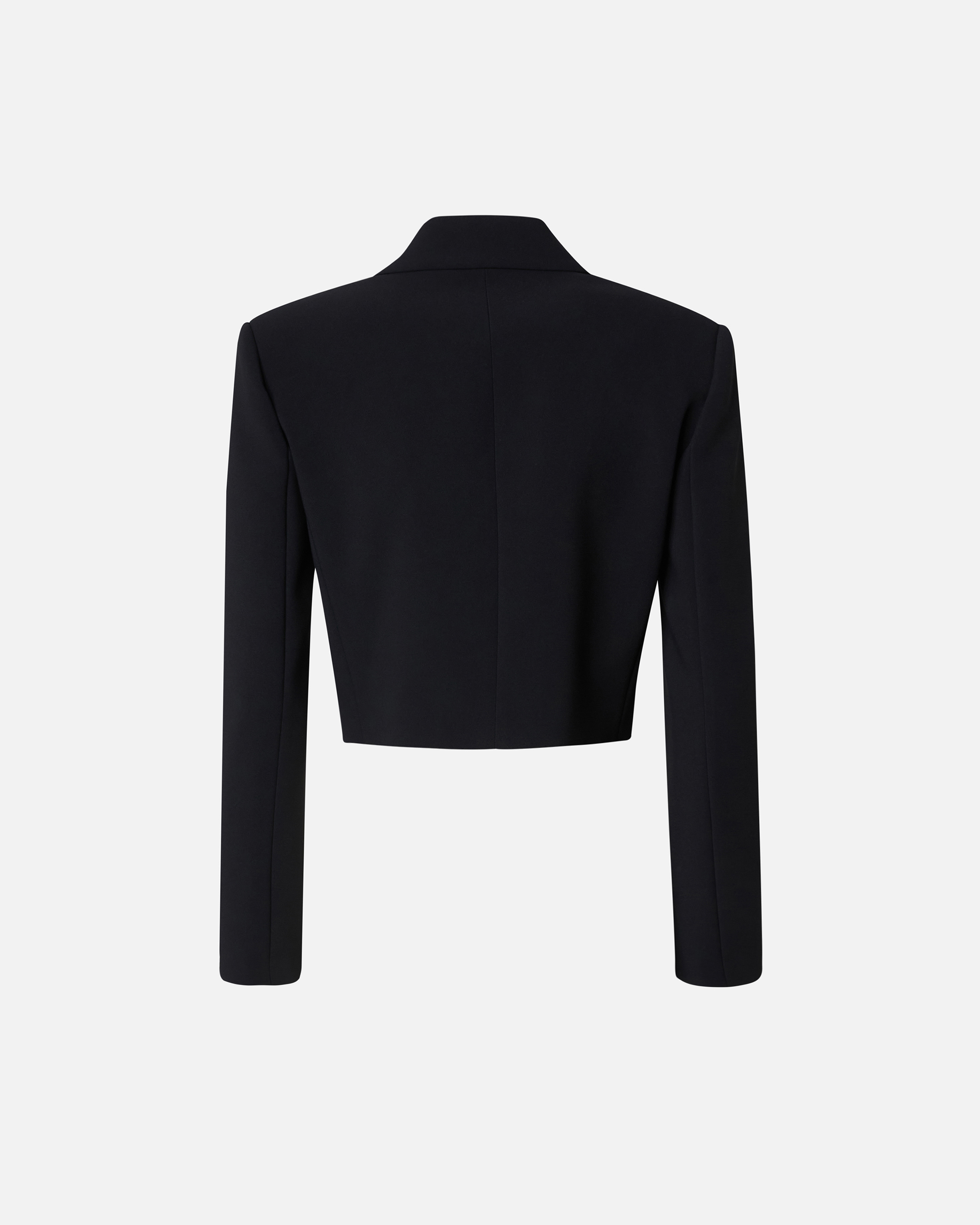Укороченный жакет из креповой ткани с молниями - ЧЕРНЫЙ - large