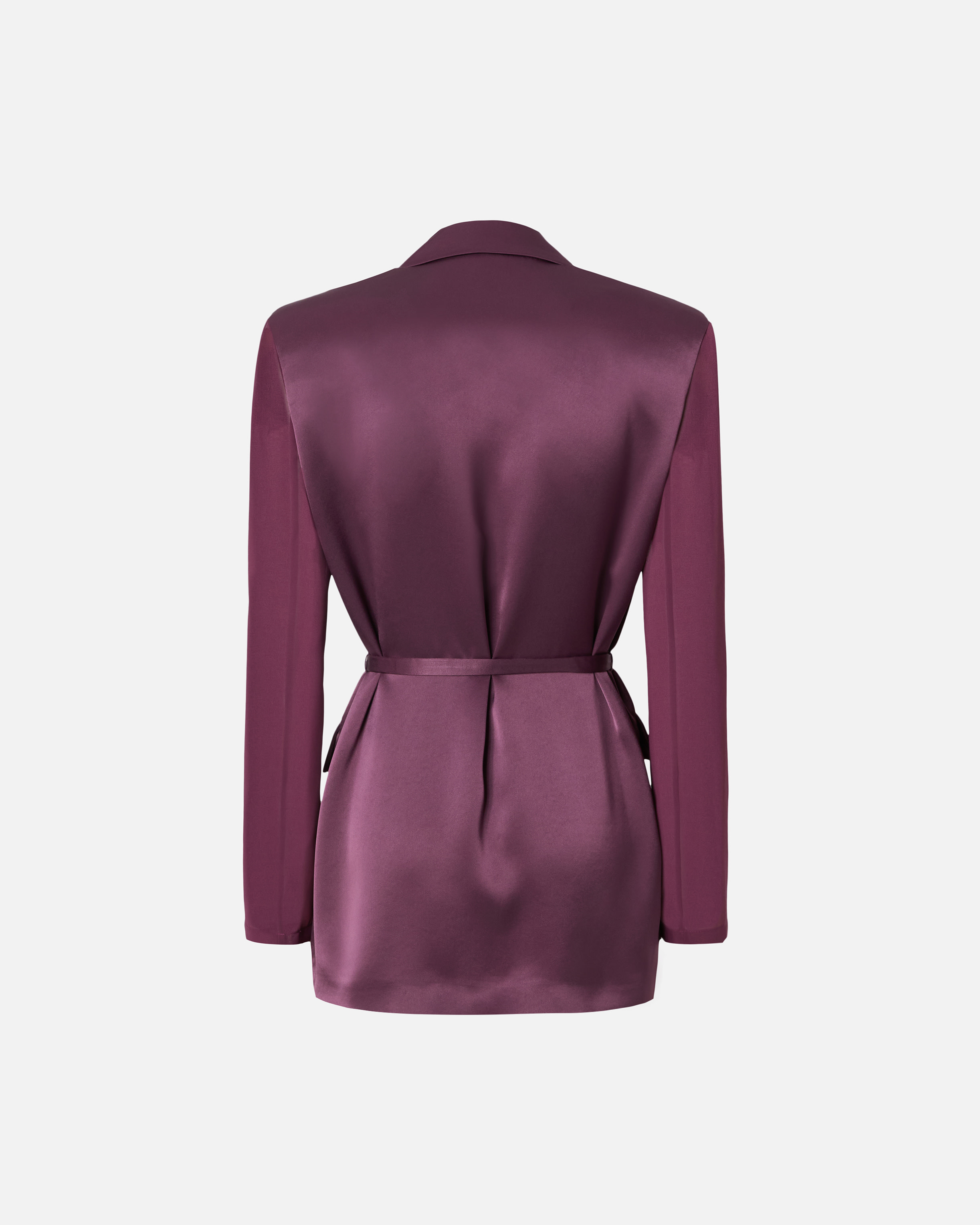 Pinko Shiny Blazer With Transparent Sleeves In Vin De Raisin