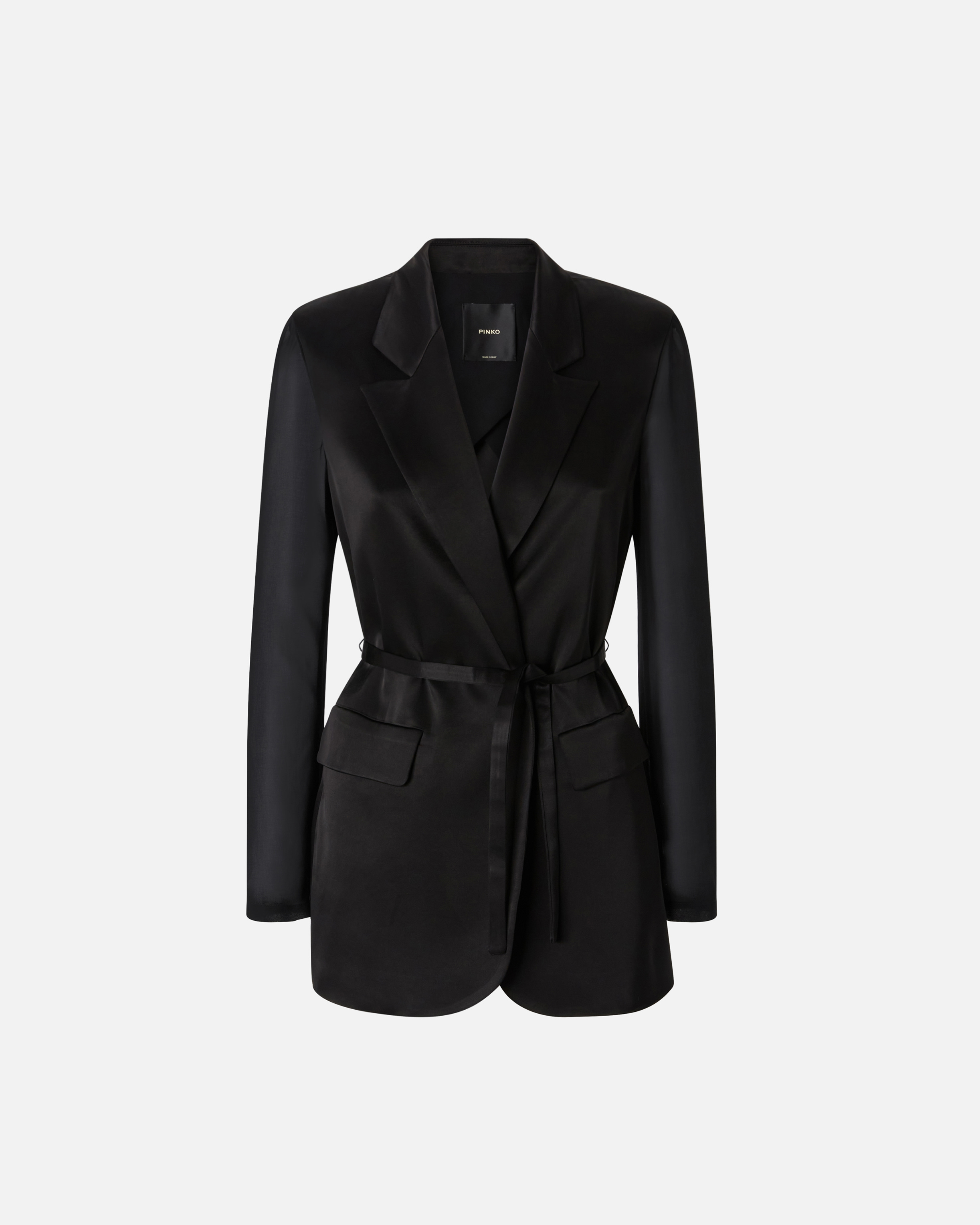 Pinko Glänzender Blazer mit transparenten Ärmeln