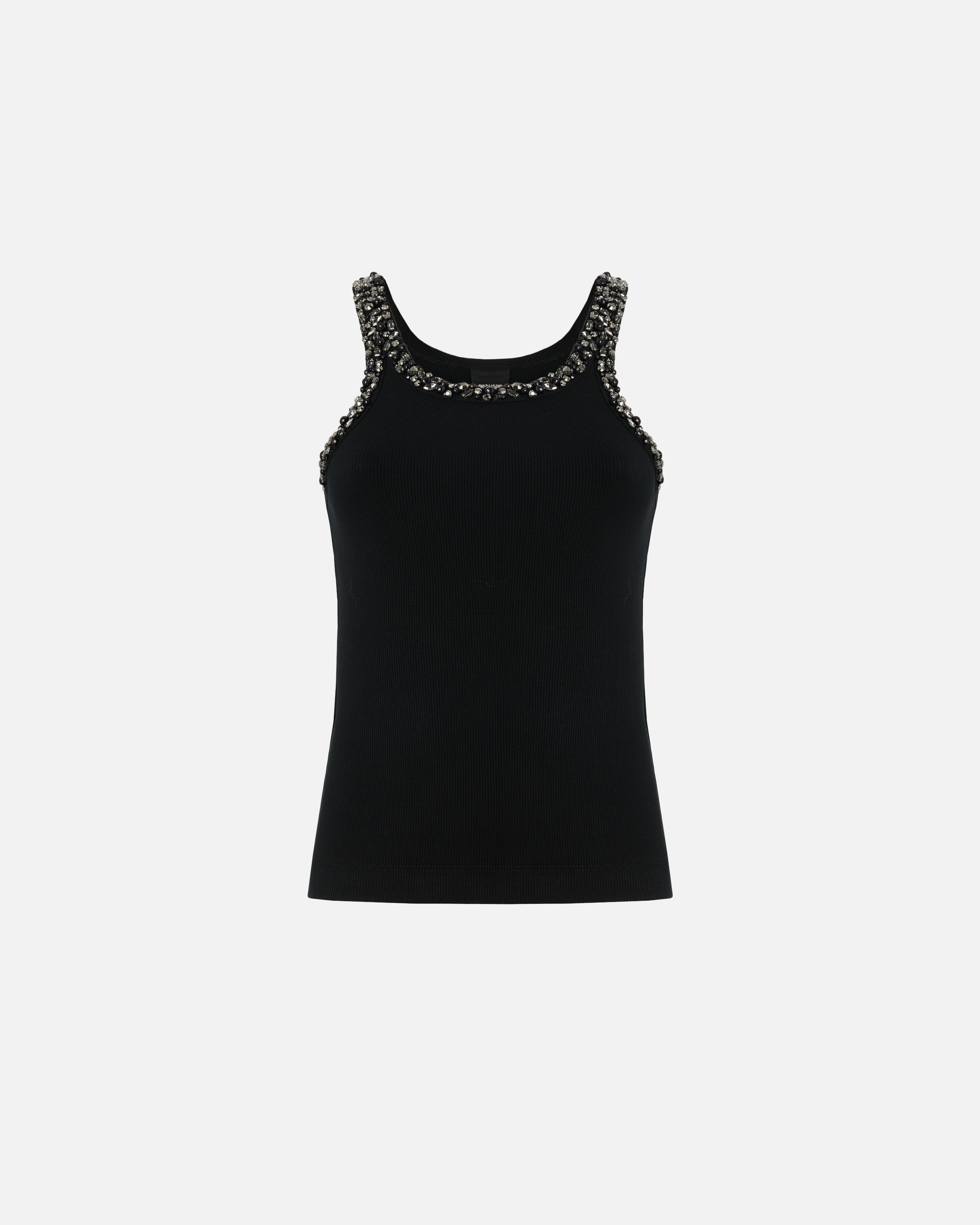 Pinko Ribbed Top With Bejewelled Embellishment In Animal Print