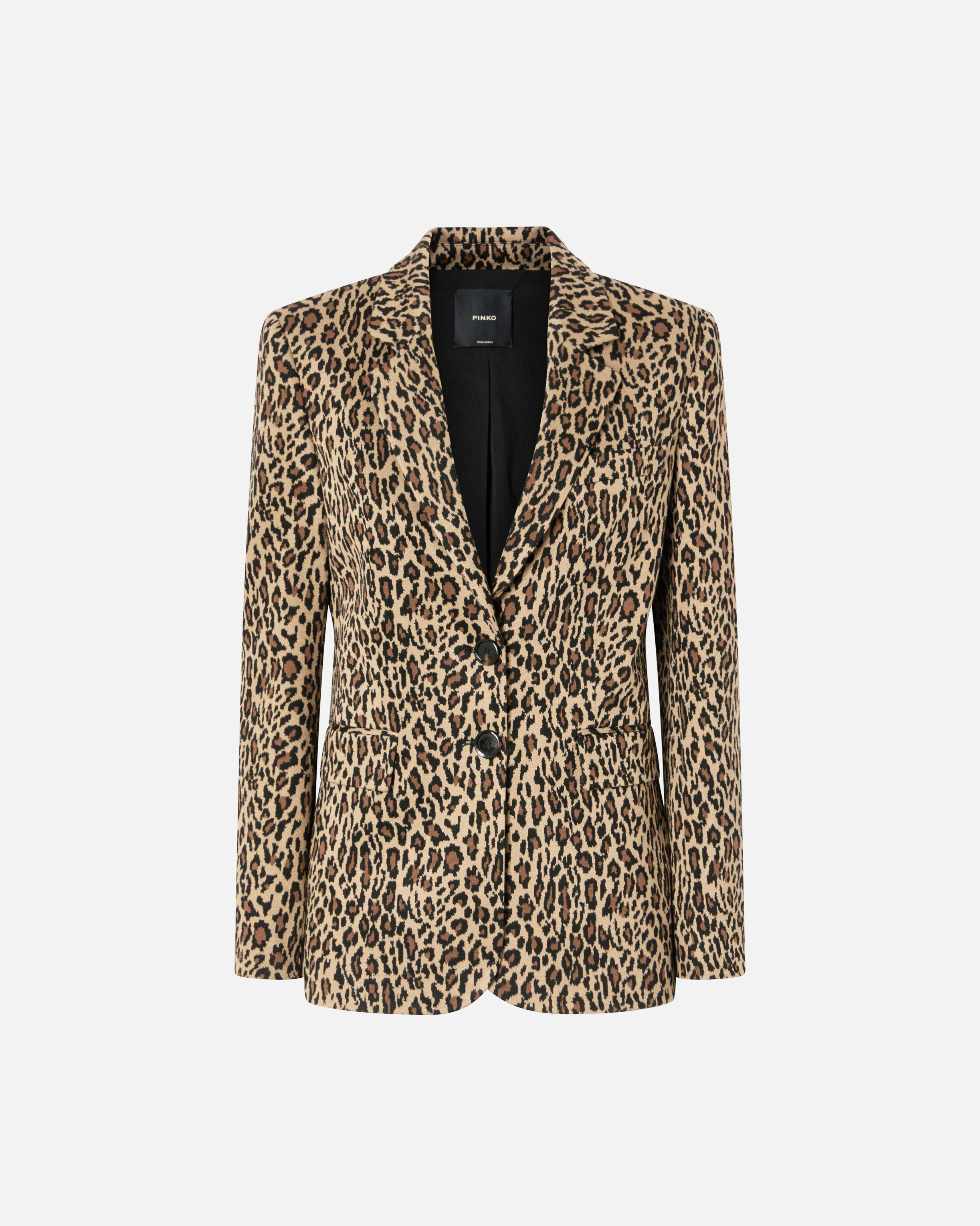 Pinko Single-breasted Blazer With Spotted Pattern In Multi. Beige/black
