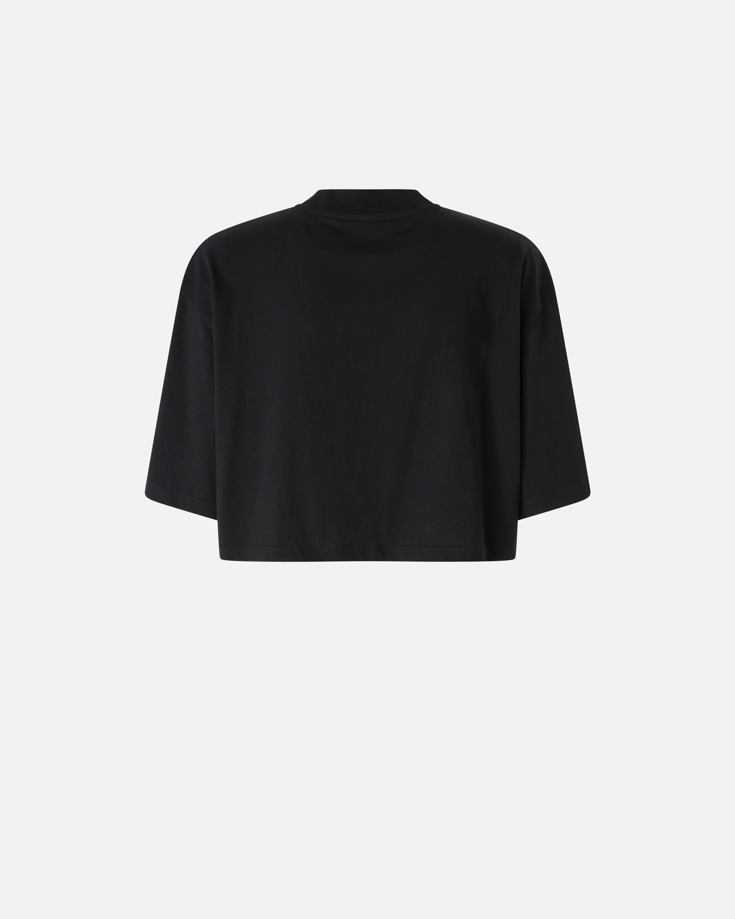 Pinko Logo-embroidered Cotton Cropped T-shirt In Limo Black