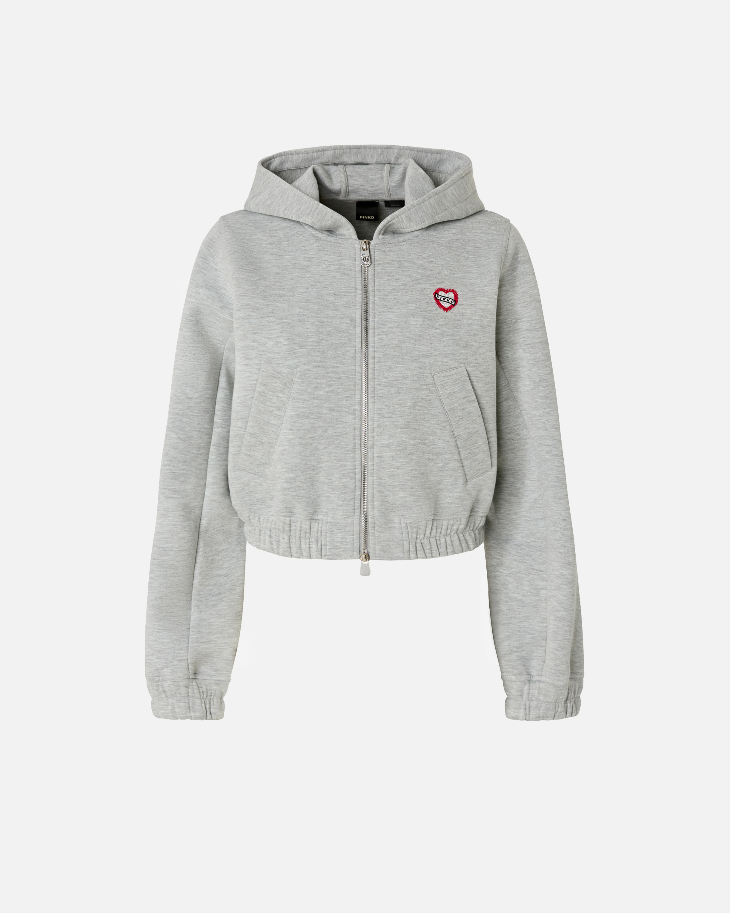 Pinko Bomber-style Short Hoodie In Gray