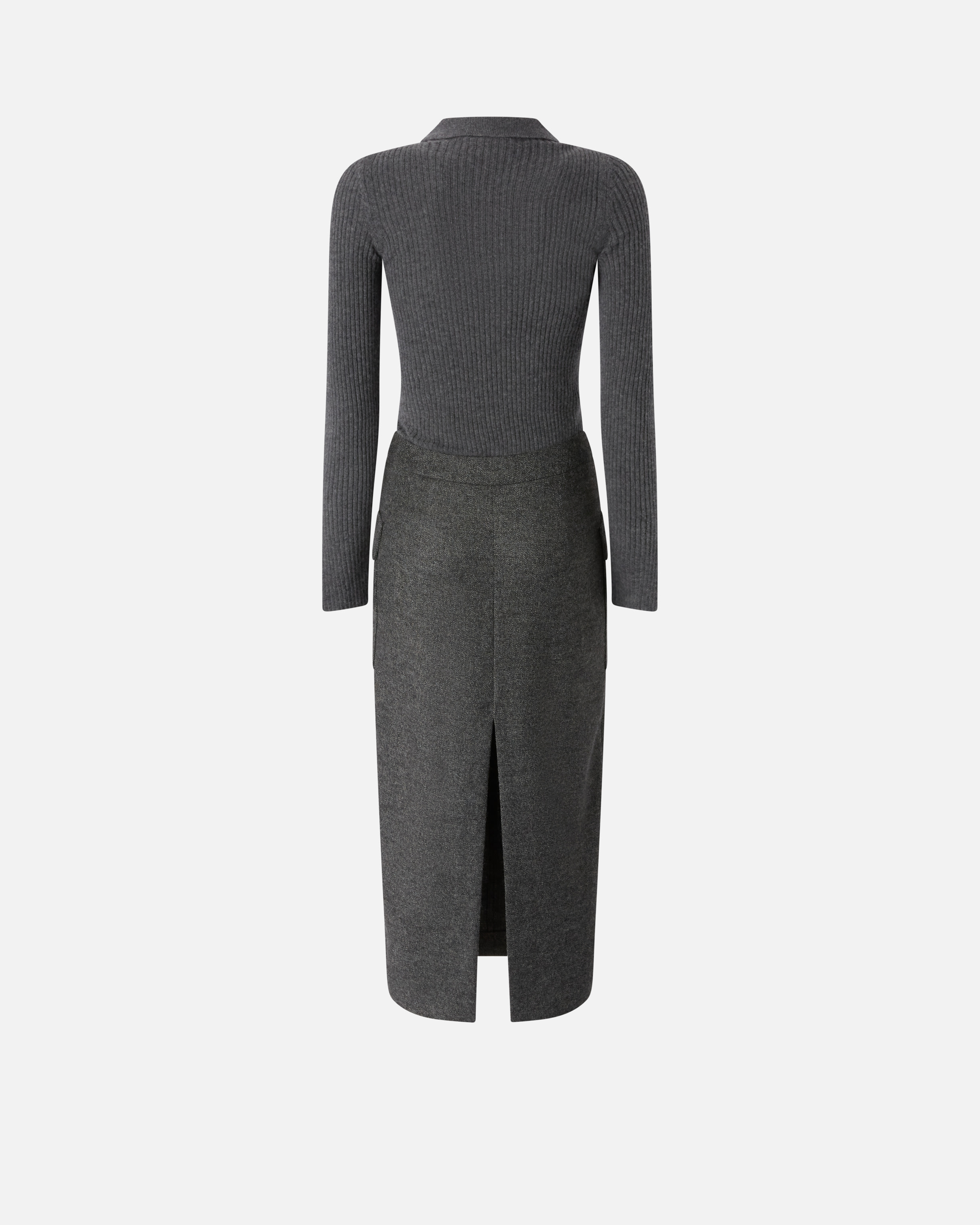 Pinko Sweater And Skirt Two-piece Effect Dress In Black/grey