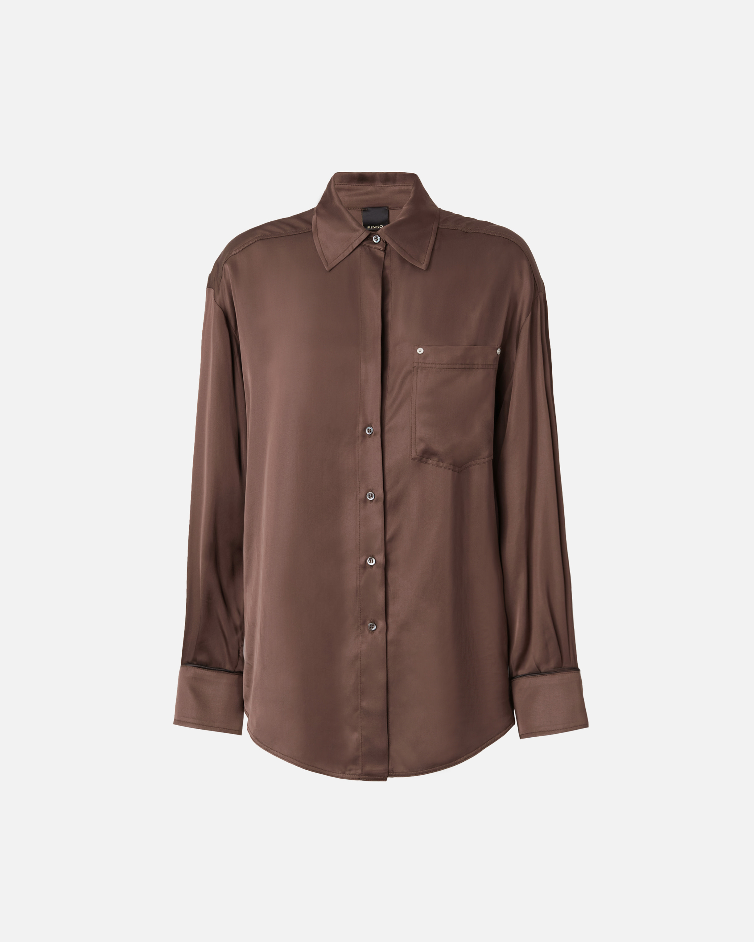 Pinko Glänzende Hemdbluse mit tiefem Ausschnitt