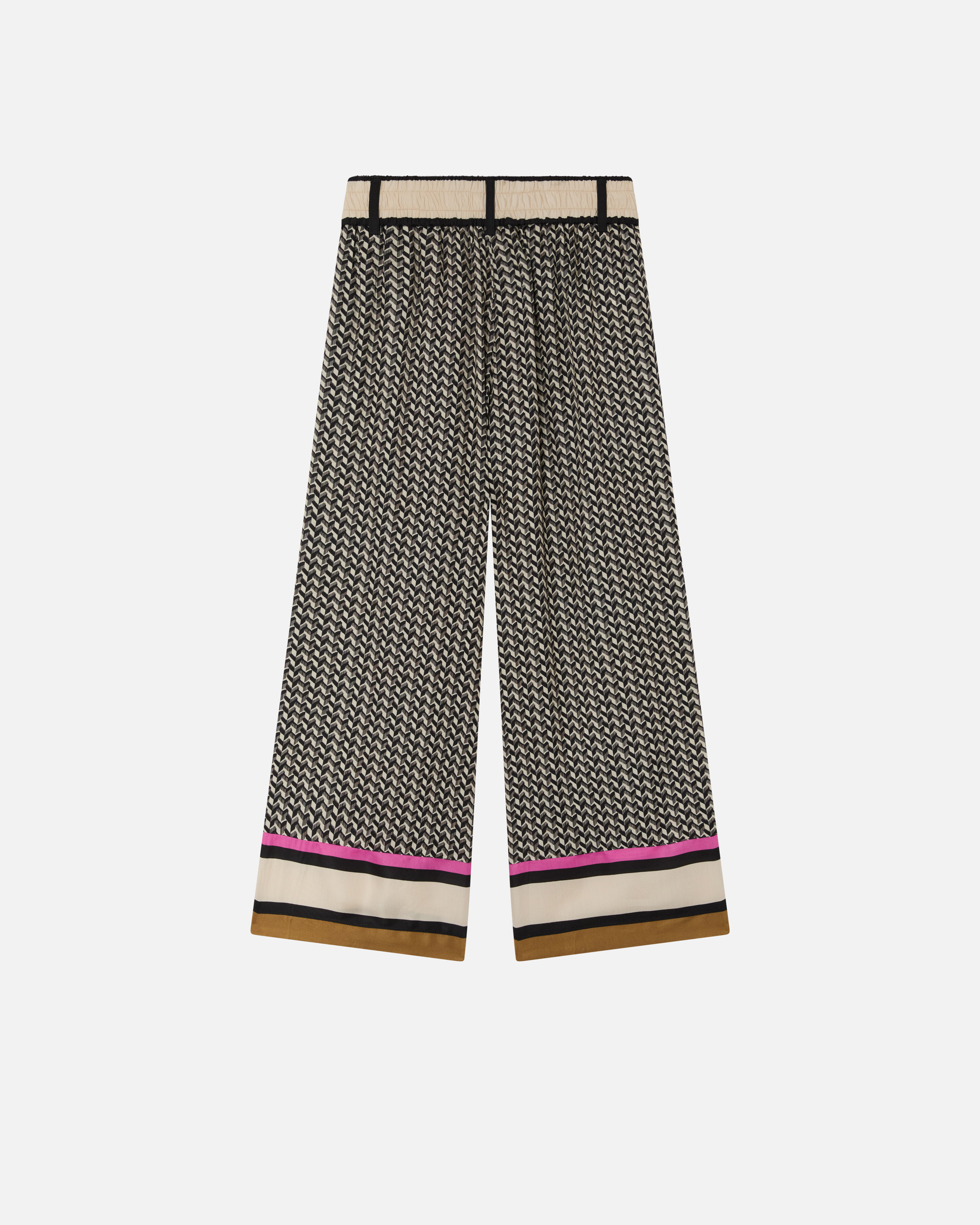 Брюки из твила с платочным принтом - БЕЖЕВЫЙ, ЧЕРНЫЙ, multicolor - large