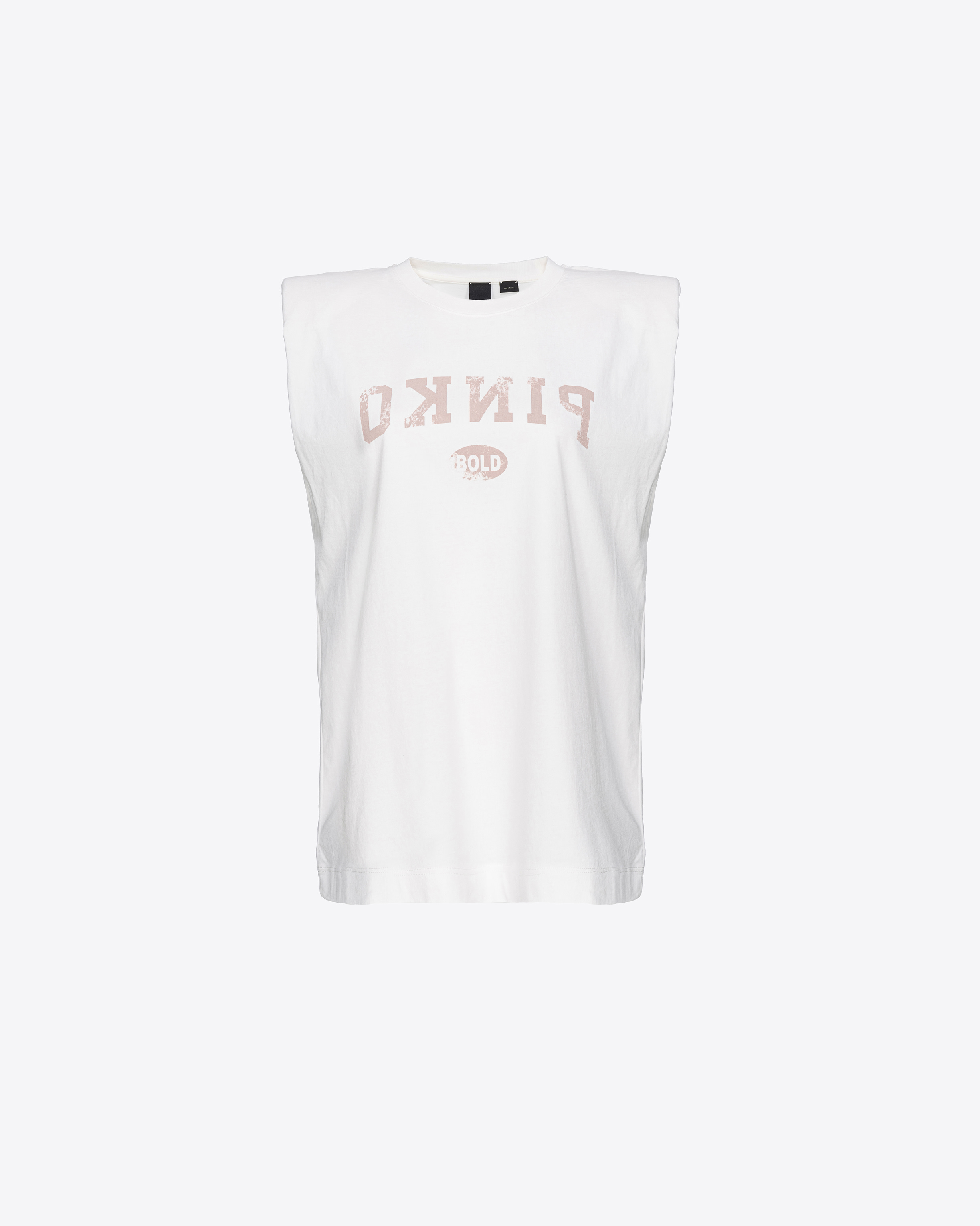 Shop Pinko Sleeveless Top With Logo Print In Blanc Immaculé