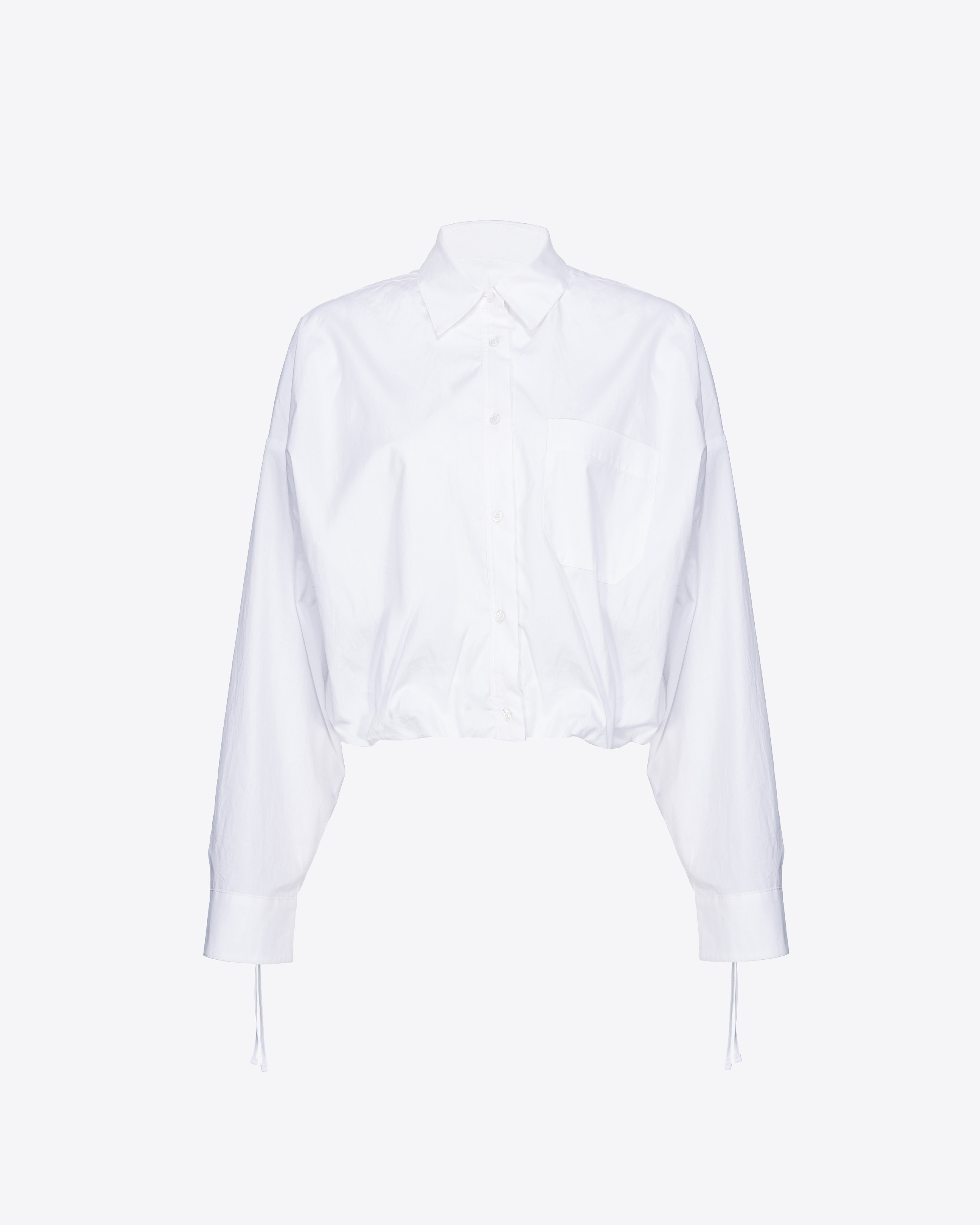 Pinko Chemise Cropped En Popeline In Bright White