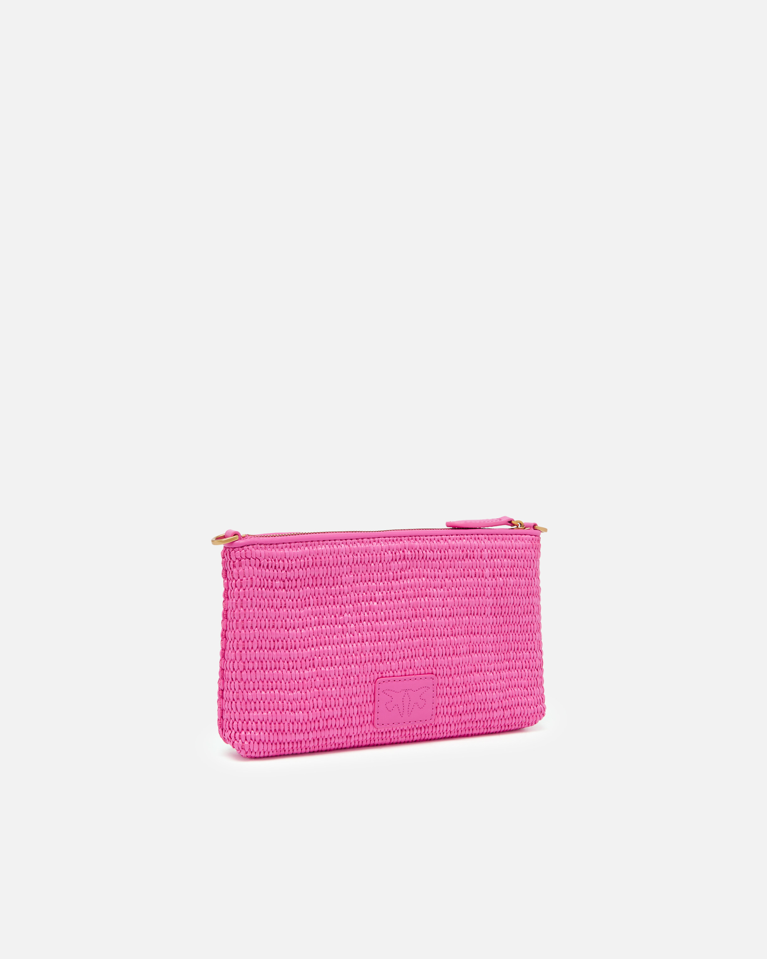 Pinko Small Flat Crochet Raffia Bag With Removable Shoulder Strap