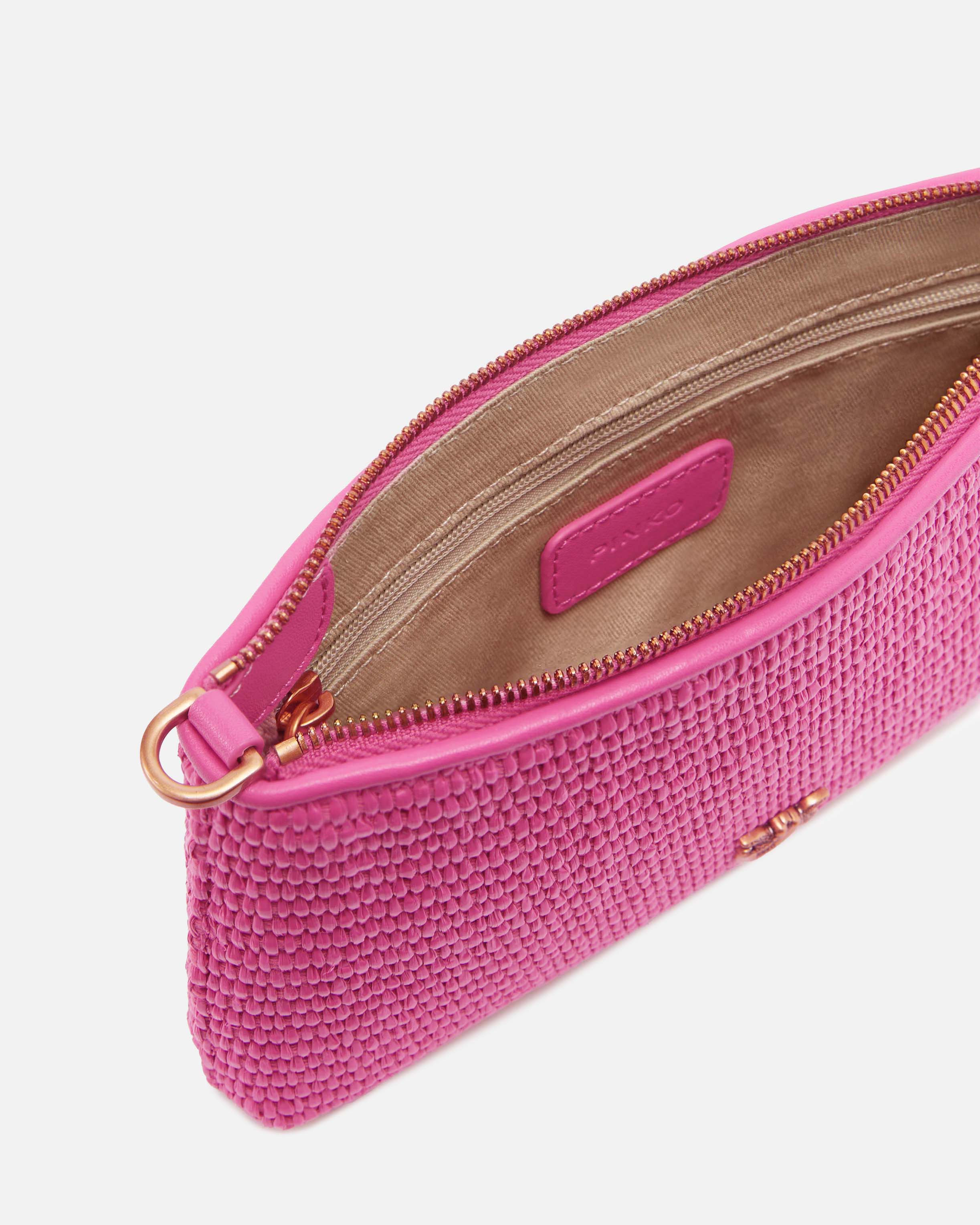 Pinko Small Flat Crochet Raffia Bag With Removable Shoulder Strap