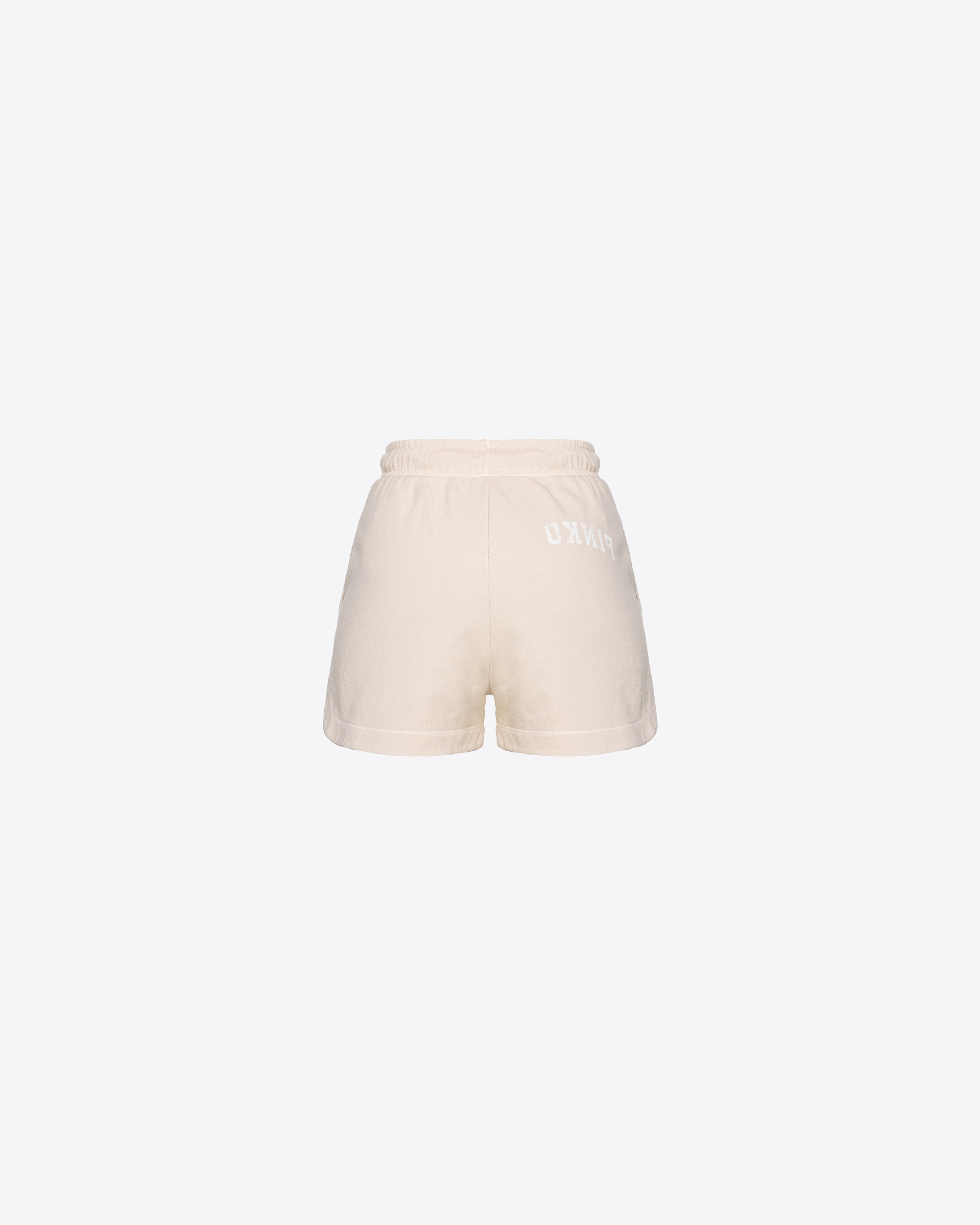 Shop Pinko Fleece Shorts With Logo Print In Rainy-day Beige