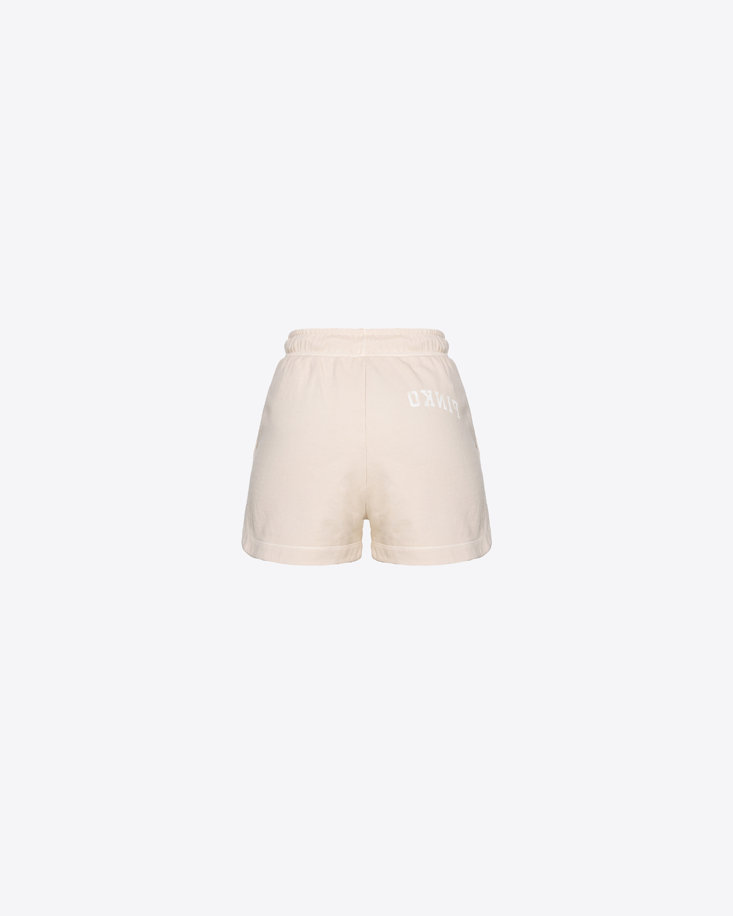 Shop Pinko Shorts In Felpa Stampa Logo In Rainy-day Beige