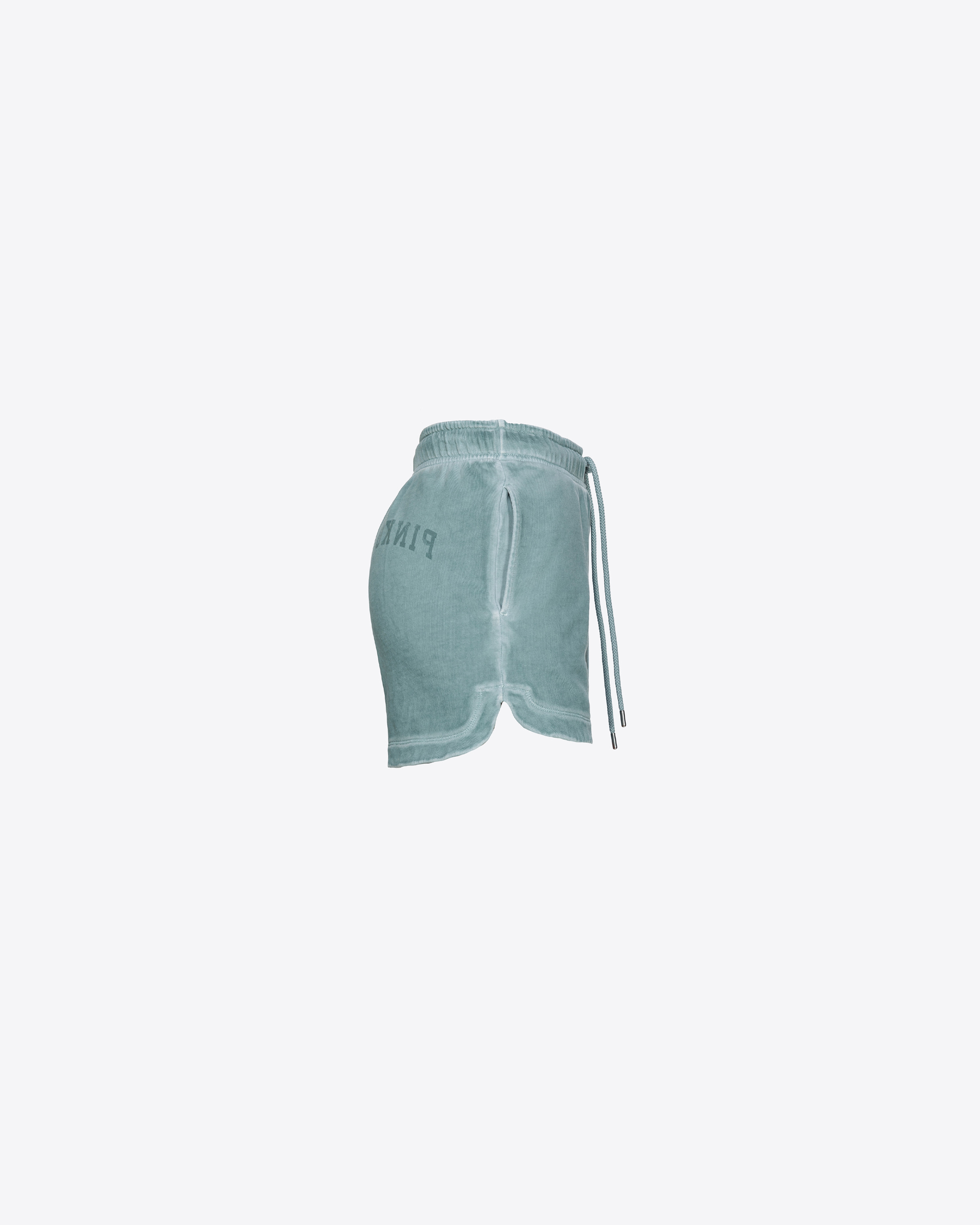 Shop Pinko Shorts In Felpa Stampa Logo In Bleu Argent