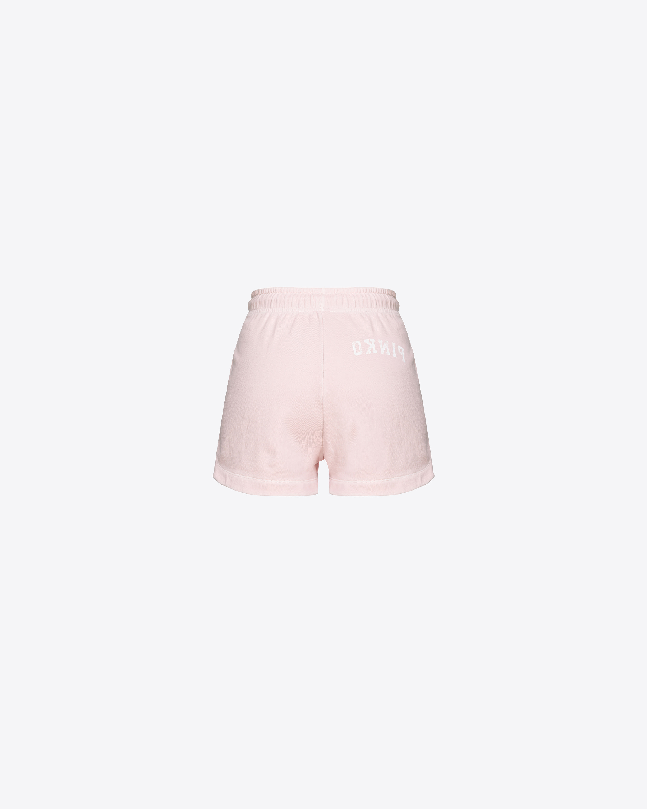 Shop Pinko Shorts In Felpa Stampa Logo In Rouge Corail