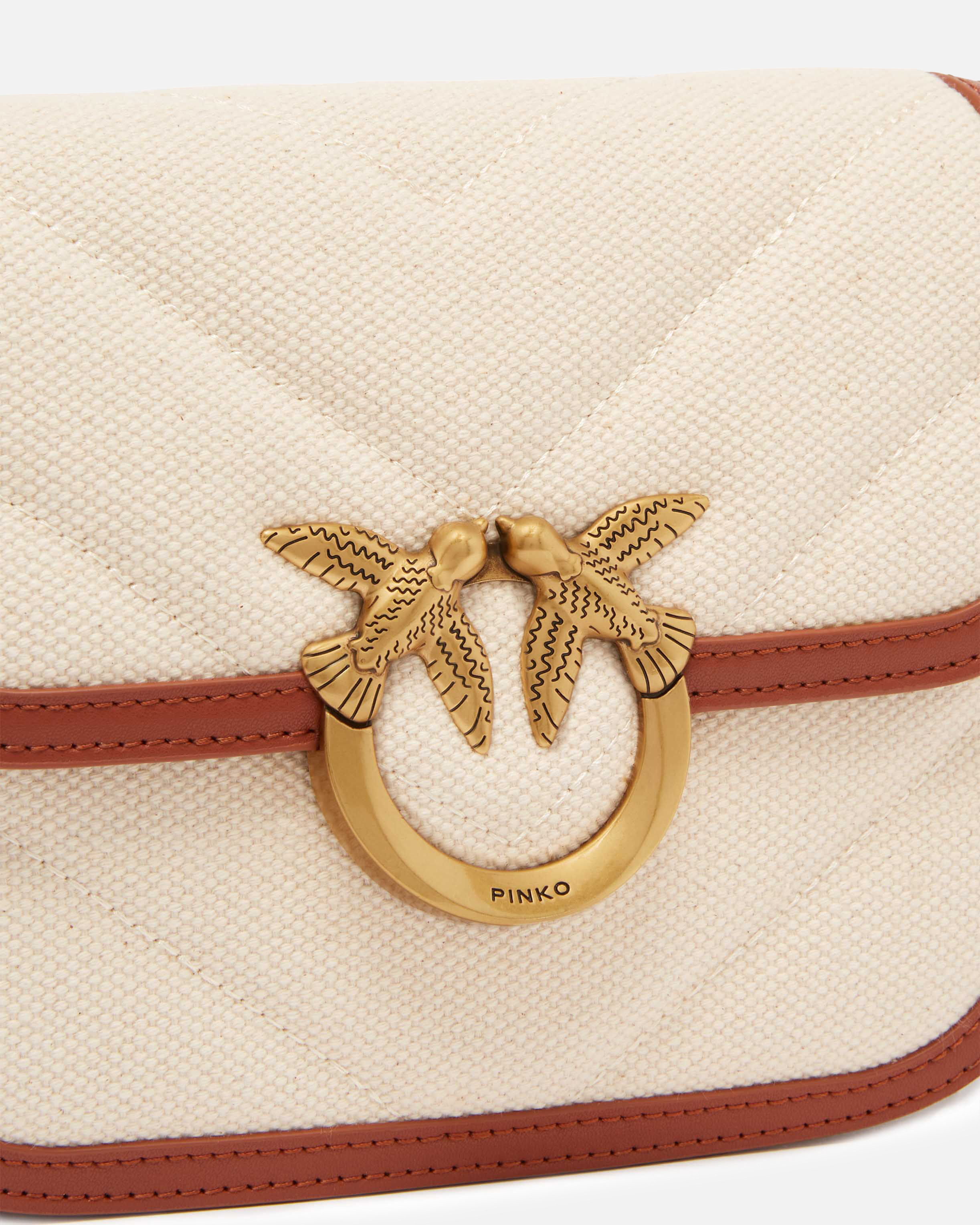 Pinko Love Bag Square Handbag In Canvas And Leather