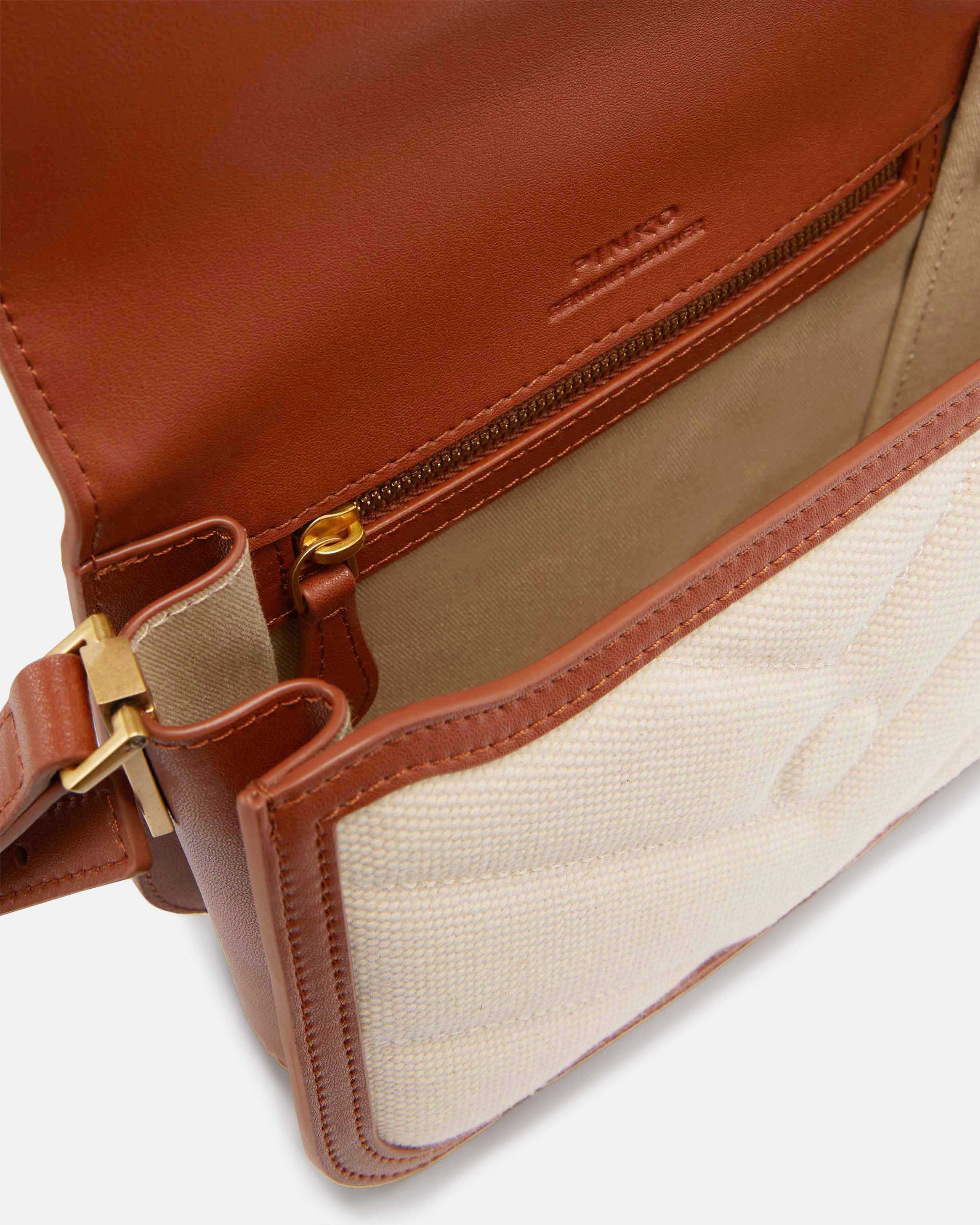 Pinko Love Bag Square Handbag In Canvas And Leather