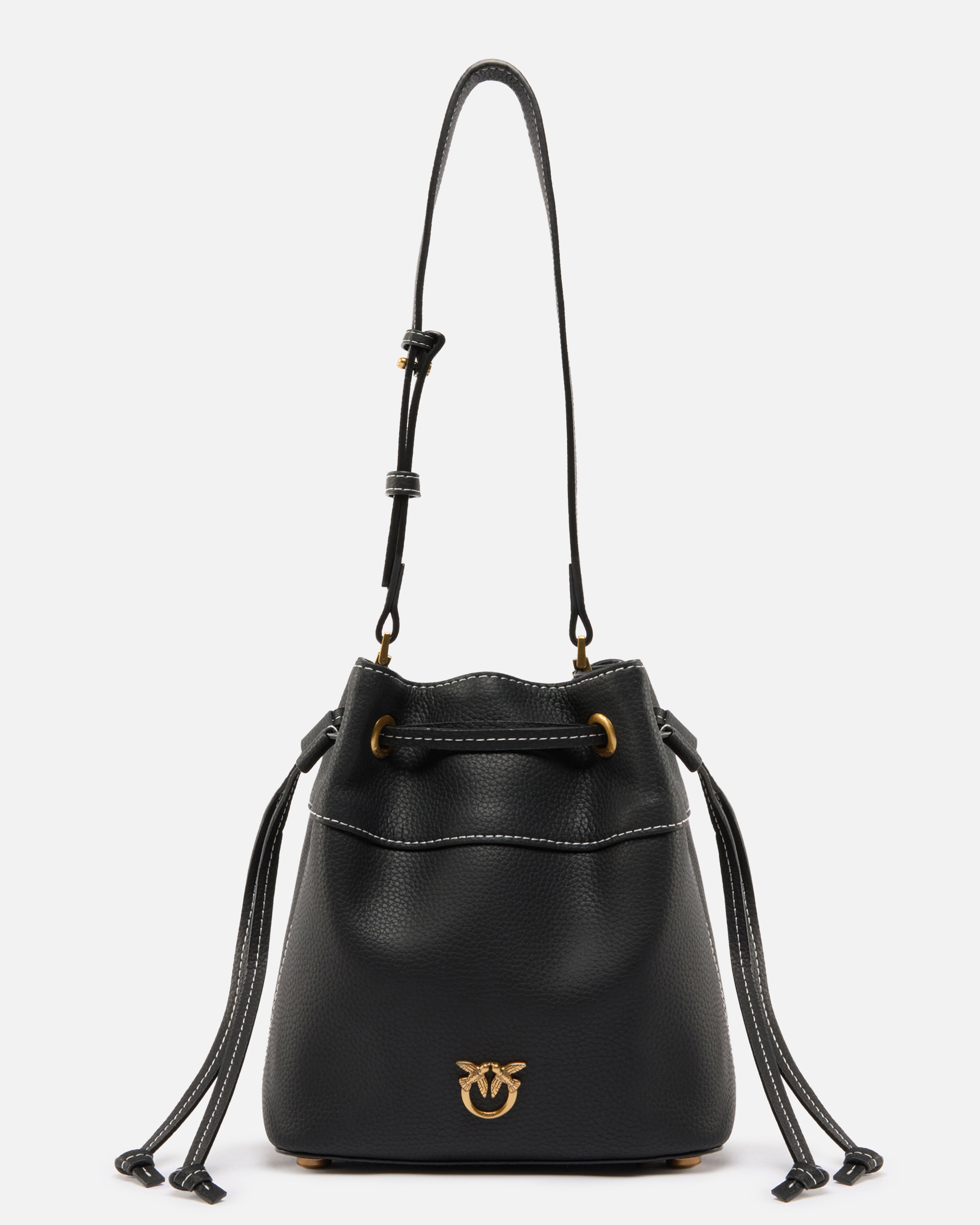 Small leather bucket bag with shoulder strap PINKO → Shop Small leather bucket bag with shoulder strap PINKO → Shop
