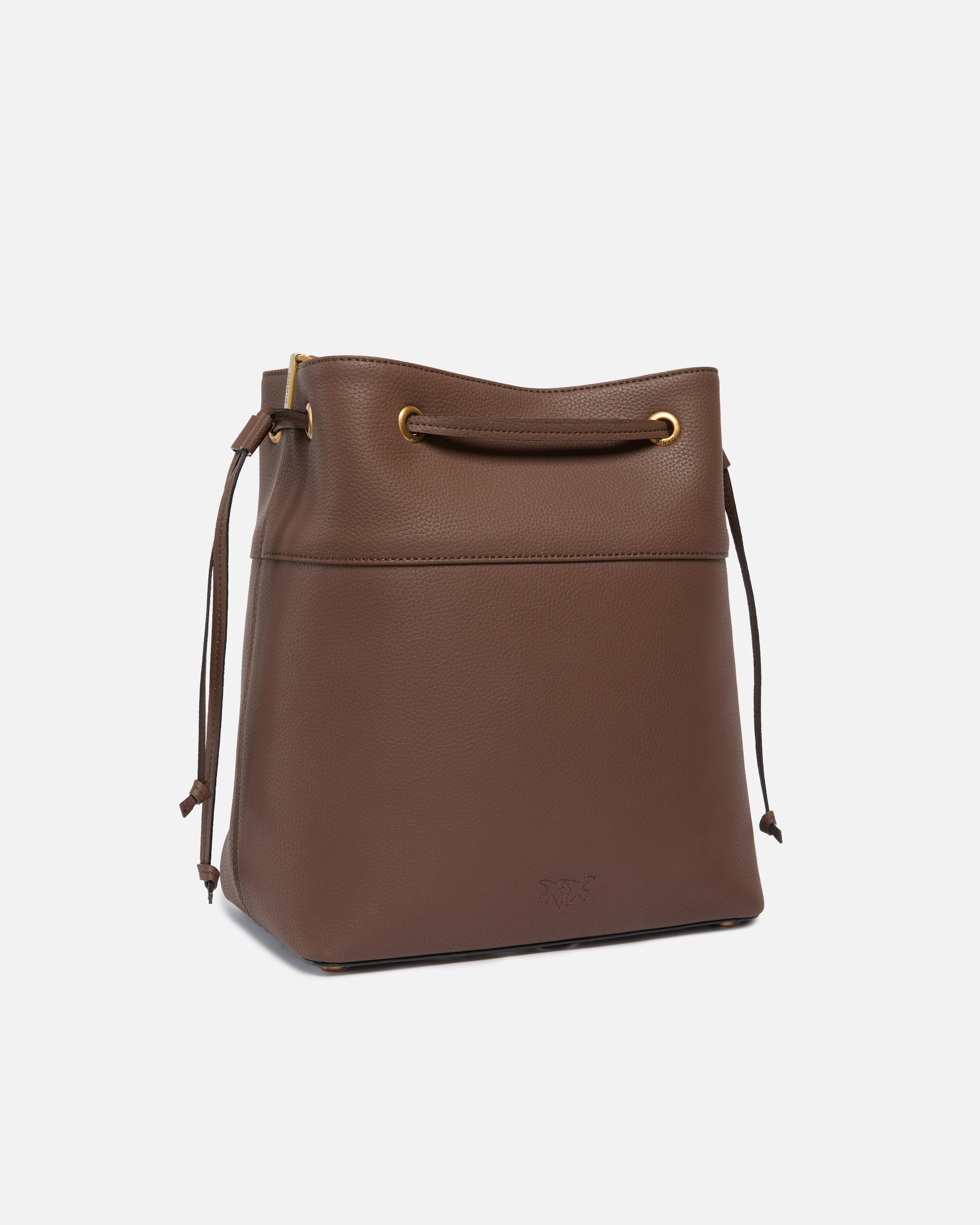 Mittelgroße Schultertasche in Beutelform aus genarbtem Leder mit Logo Love Birds 1