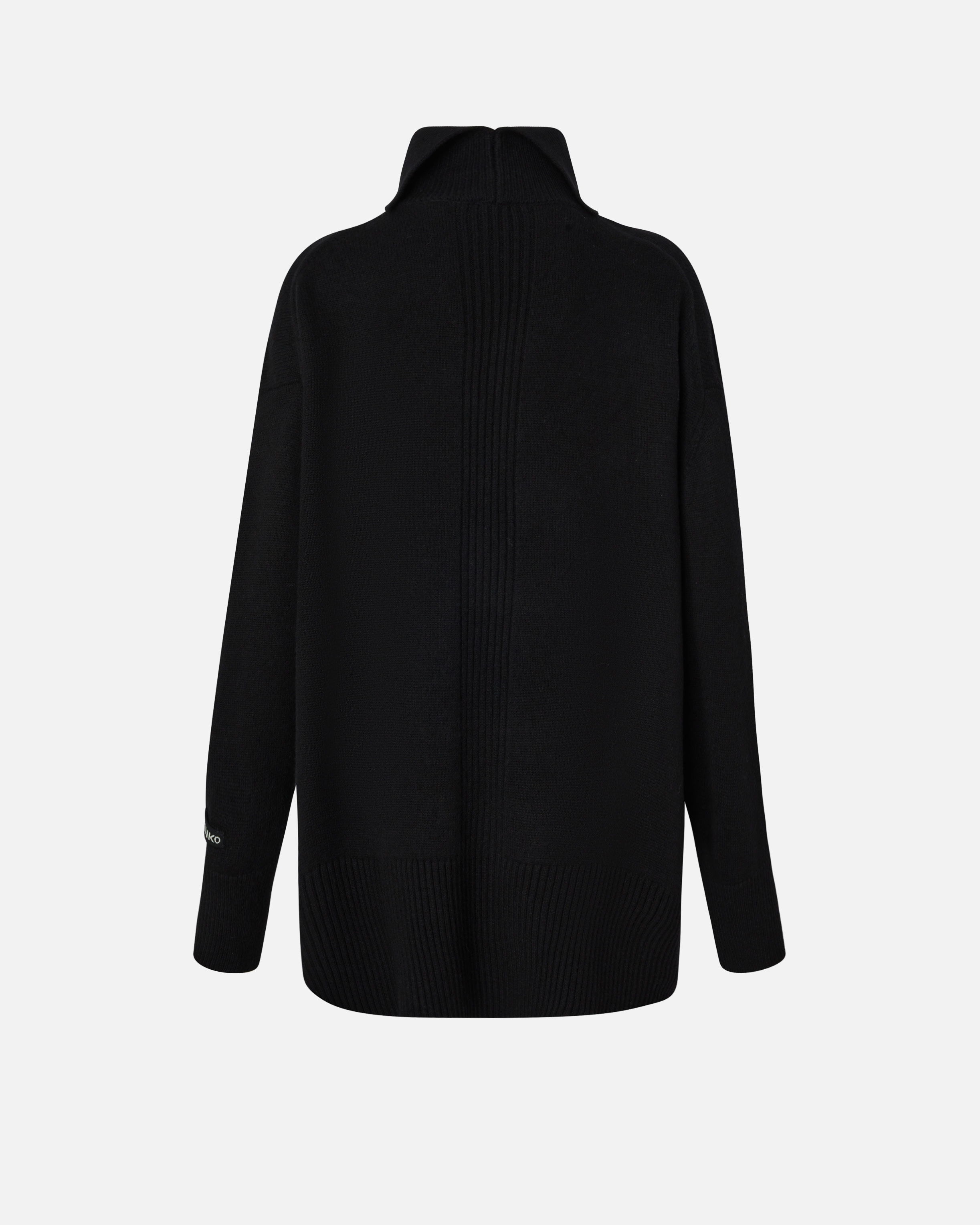 Pinko Short Wool Dress With High Collar In Noir Limousine