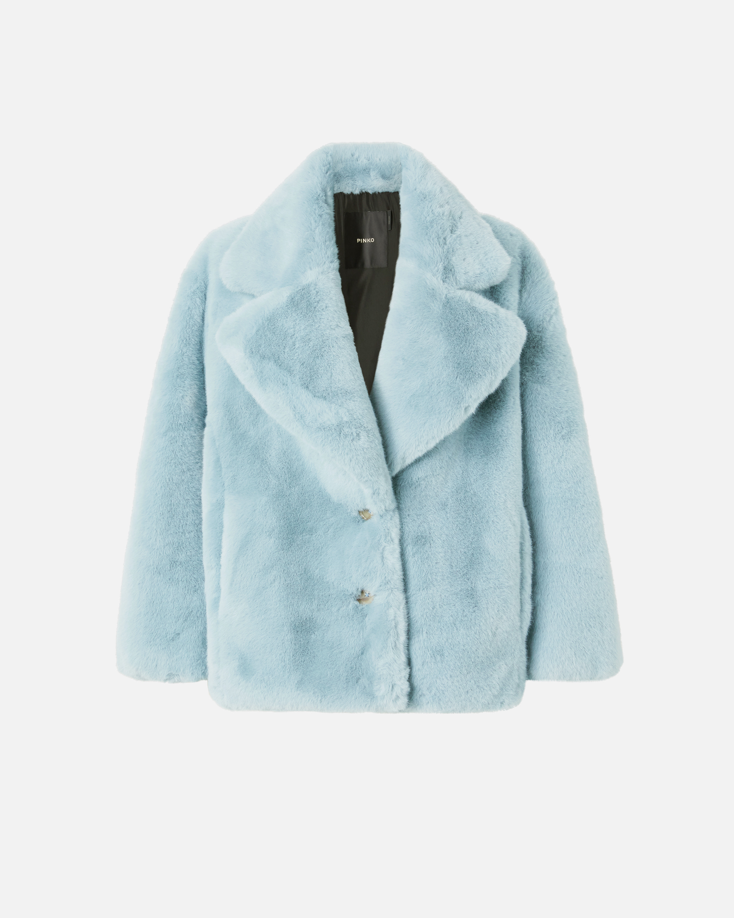 Pinko Light Blue Alighieri Fur Coat With Buttons In Bleu Songe