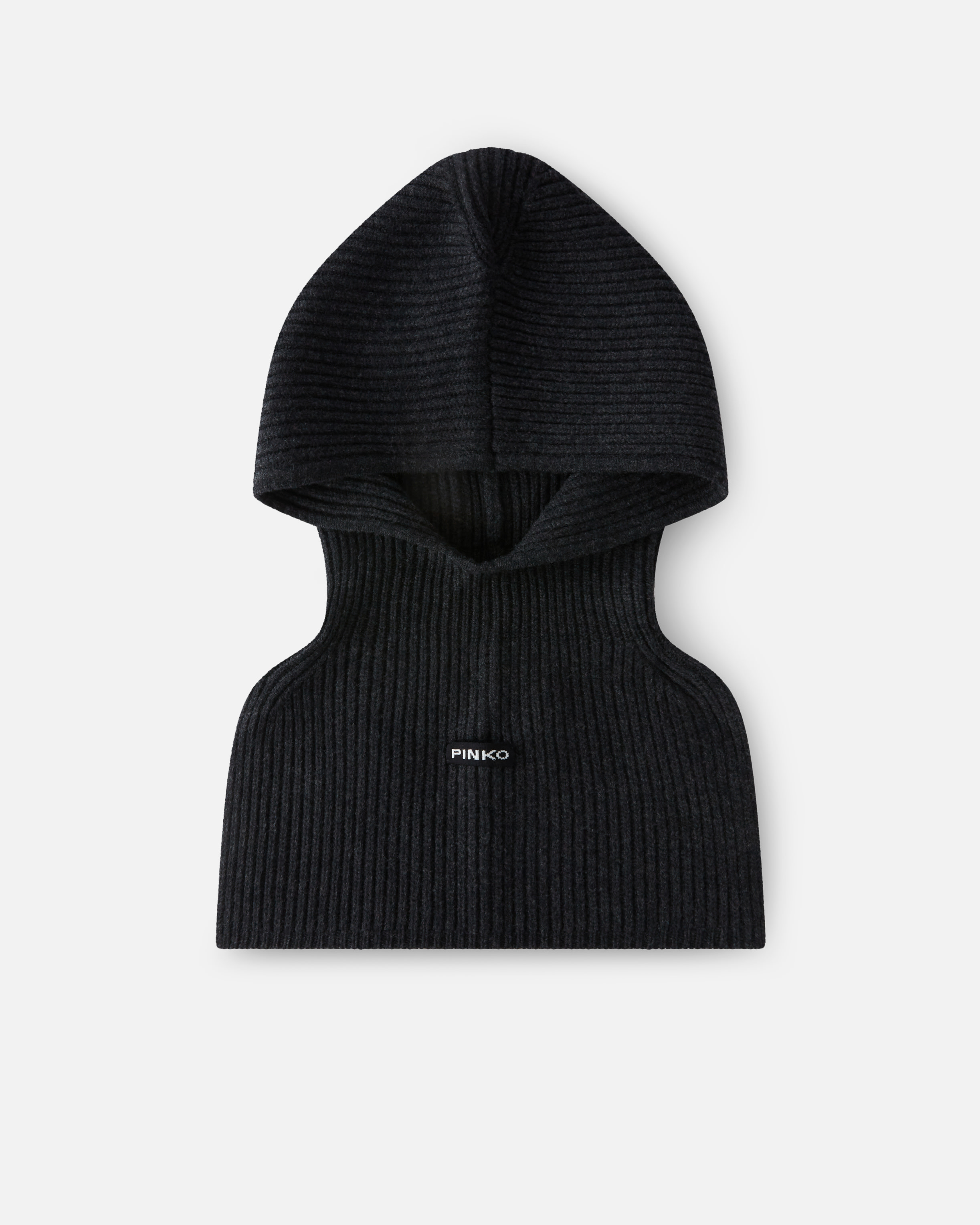Pinko Women's Dark Grey Ribbed Balaclava Beanie, Dark Grey, U
