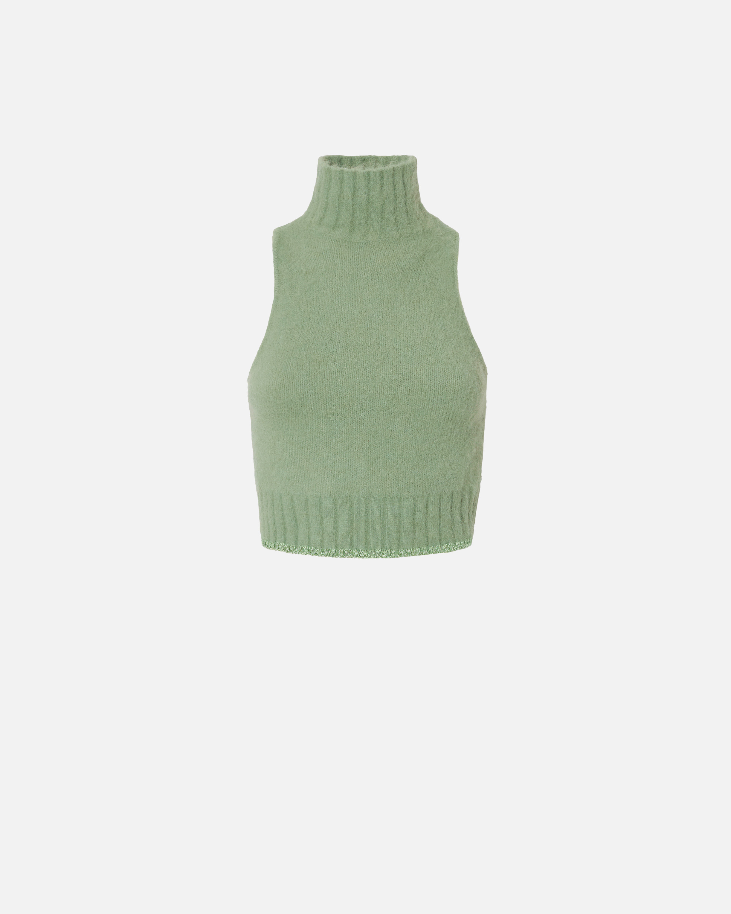 Pinko Sleeveless Soft Knit Crop Top In Jade Green