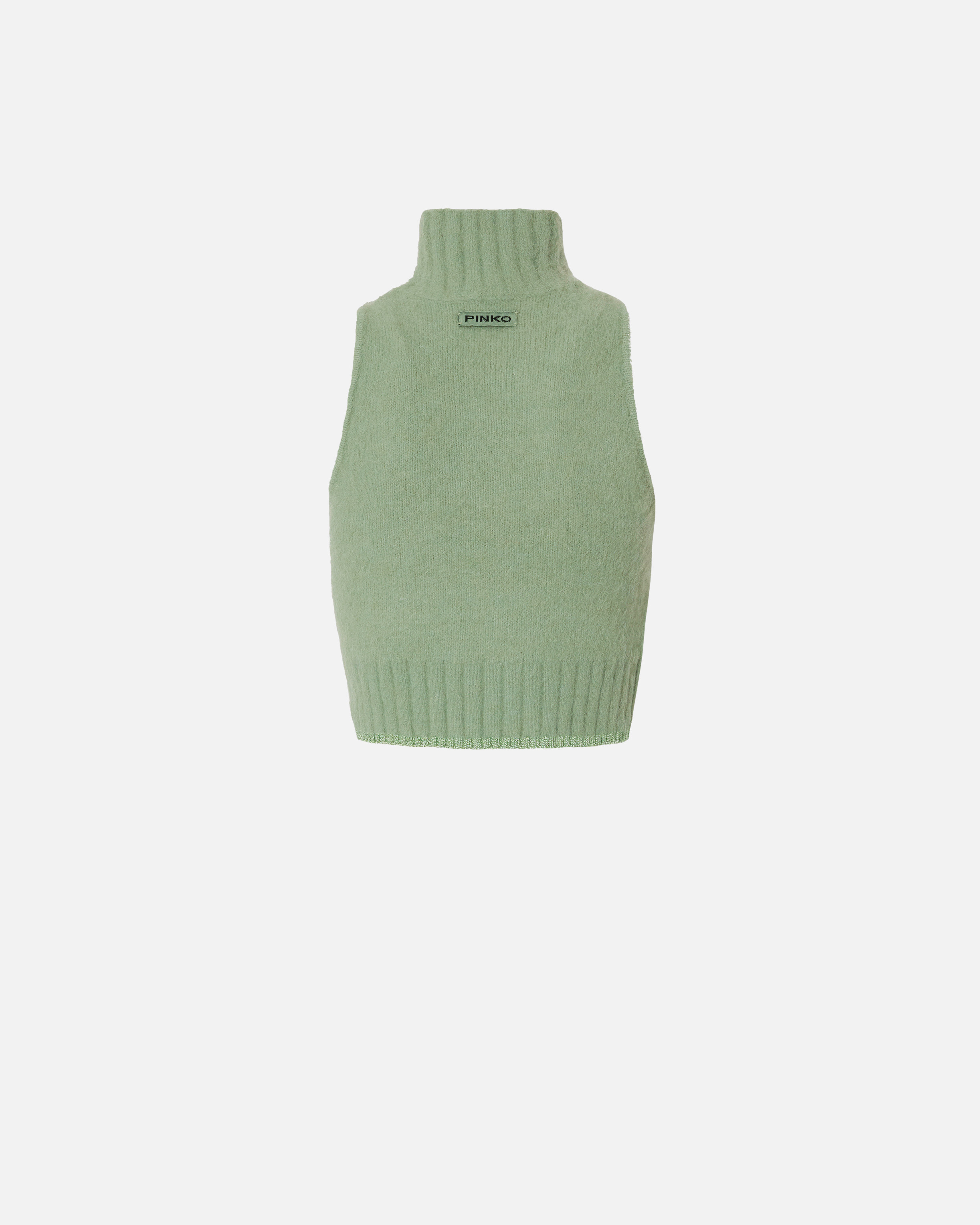 Pinko Sleeveless Soft Knit Crop Top In Jade Green