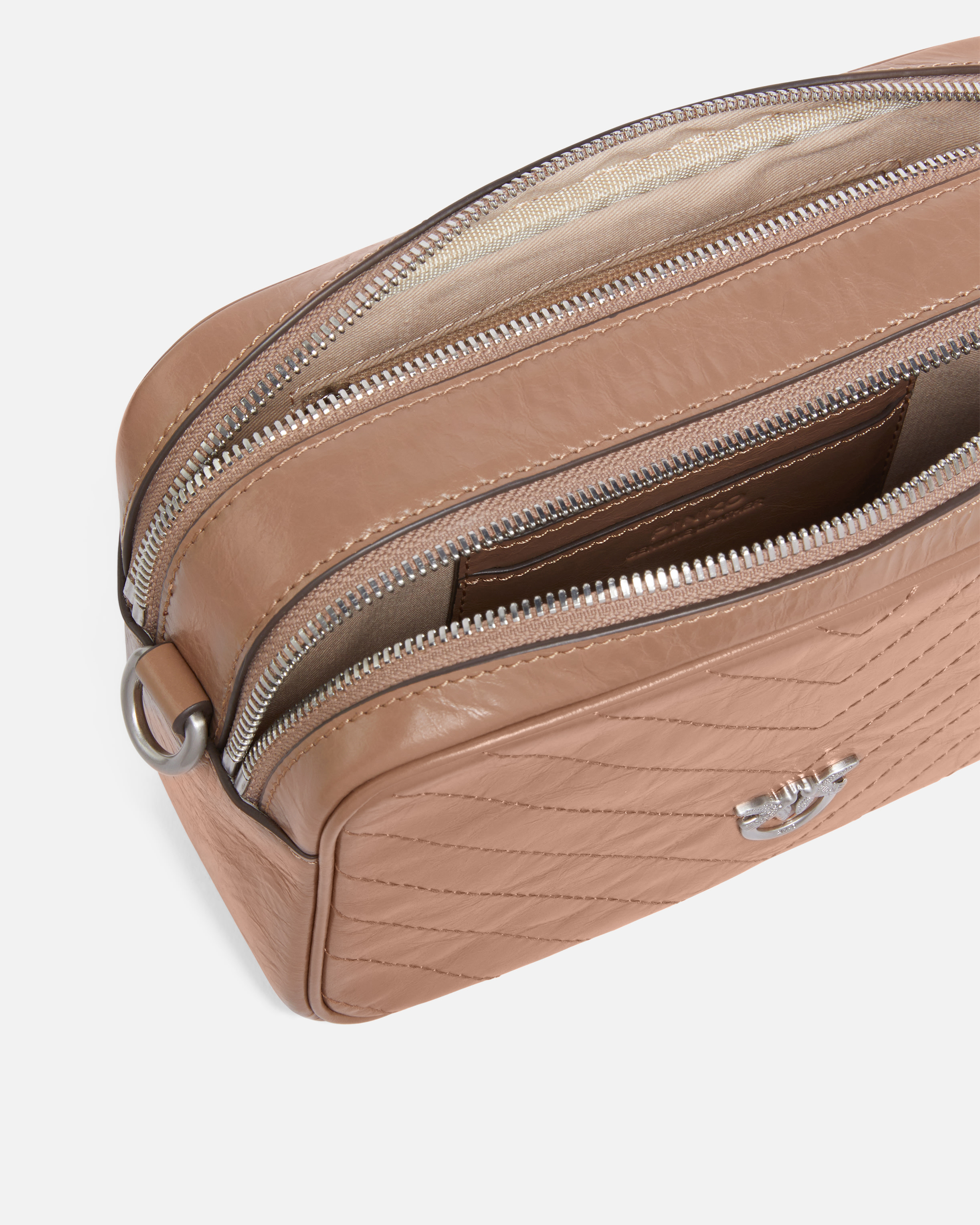 Сумка Camera Bag среднего размера из кожи с шевронным узором 3