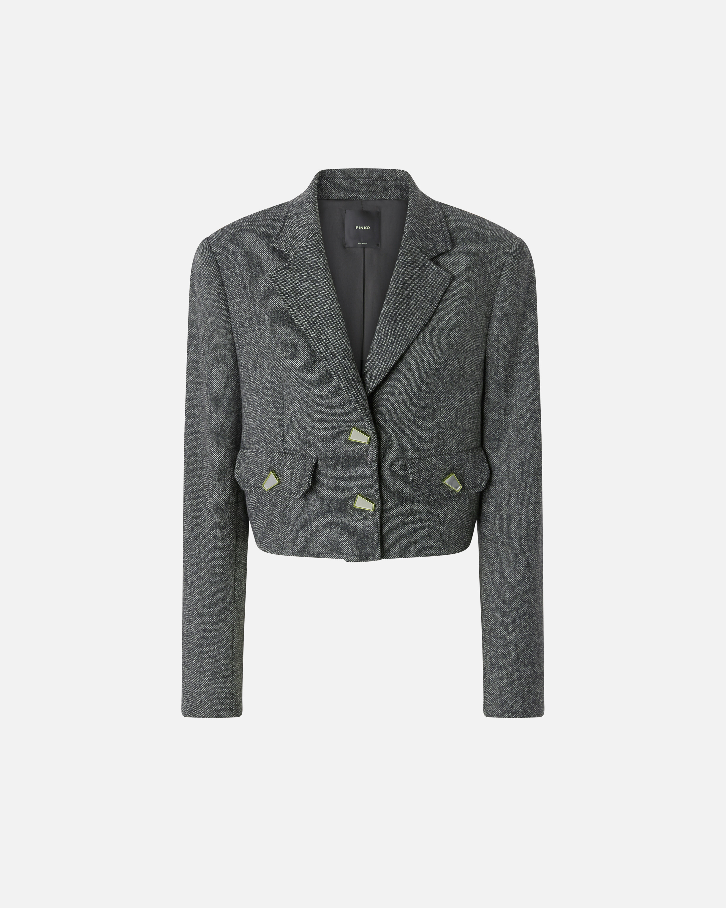 Pinko Vivona Geometric Button Jacket In Black/white