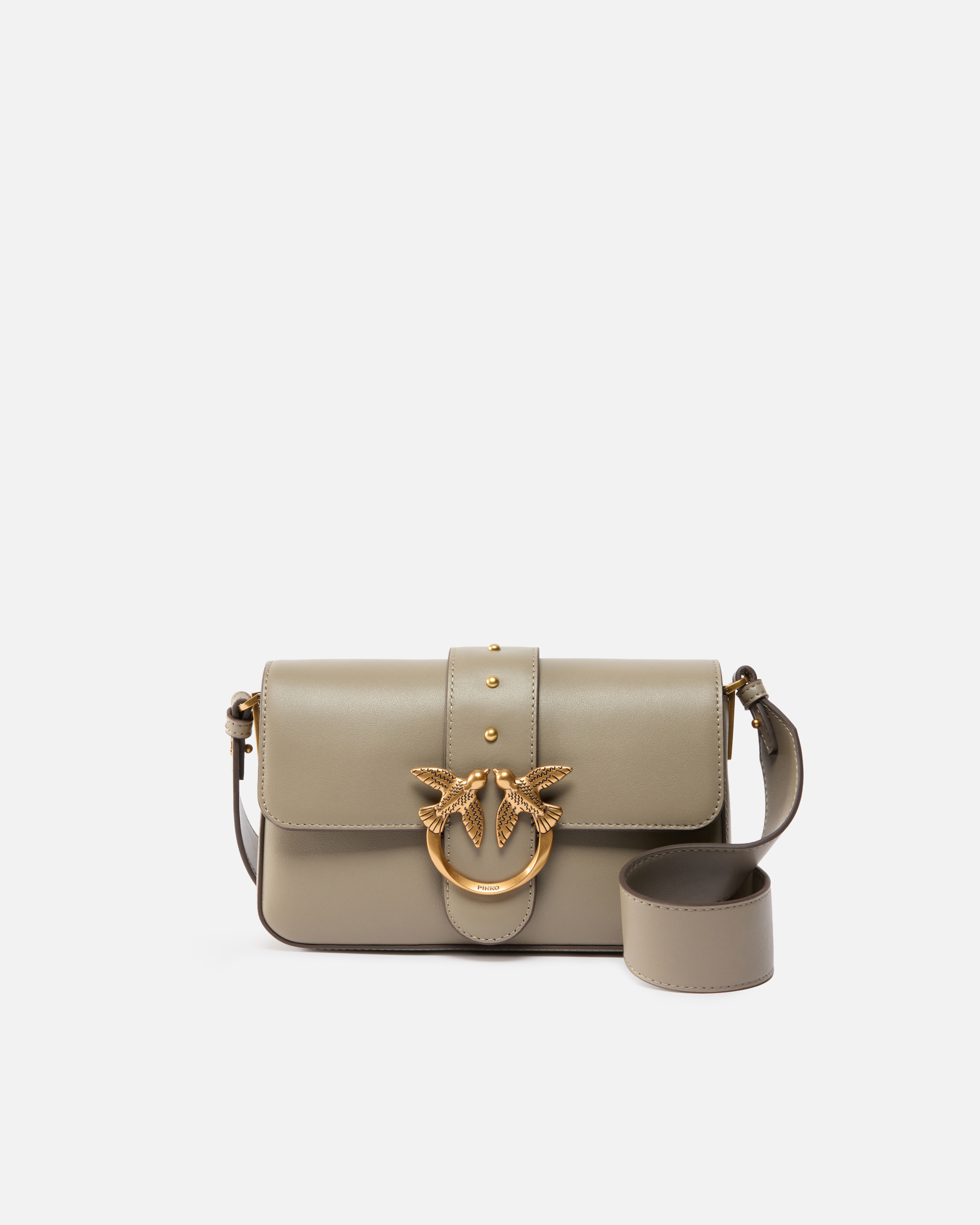Pinko Mini Calfskin Shoulder Strap In Brown