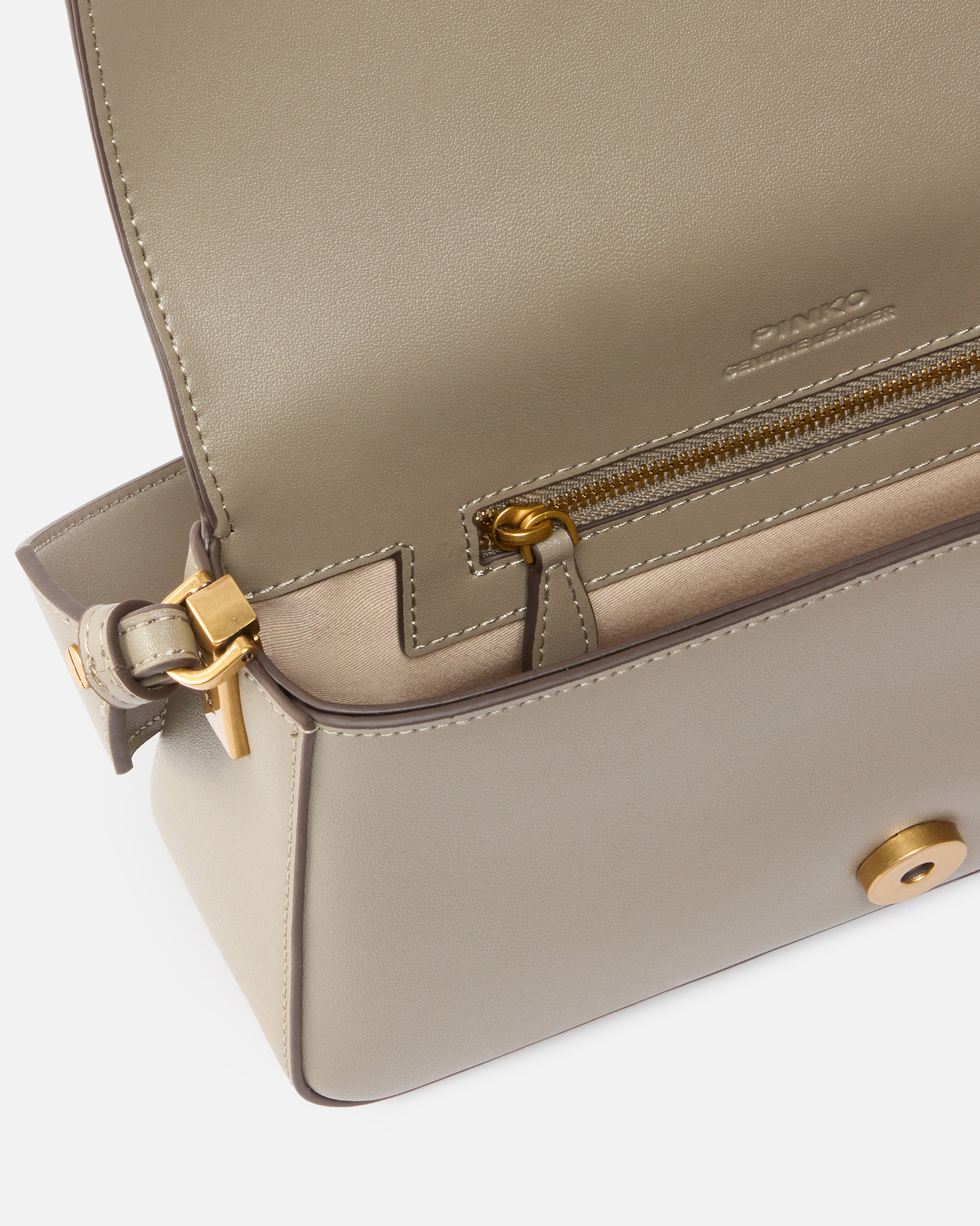 Pinko Mini Calfskin Shoulder Strap In Brown