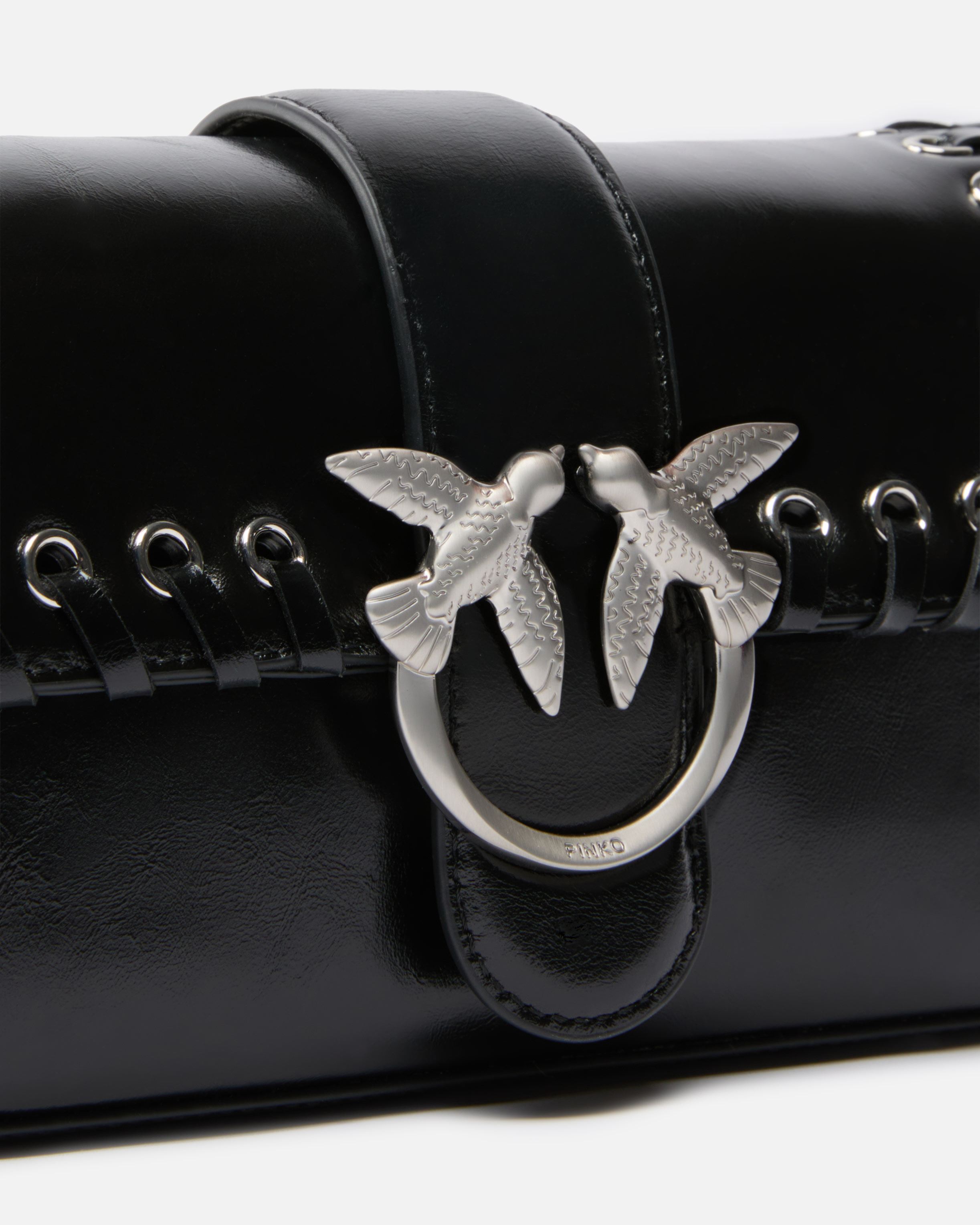 Pinko Slouchy Love Bag Soft Handbag With Fringes And Shoulder Strap In Nero Limousine-brushed Silver