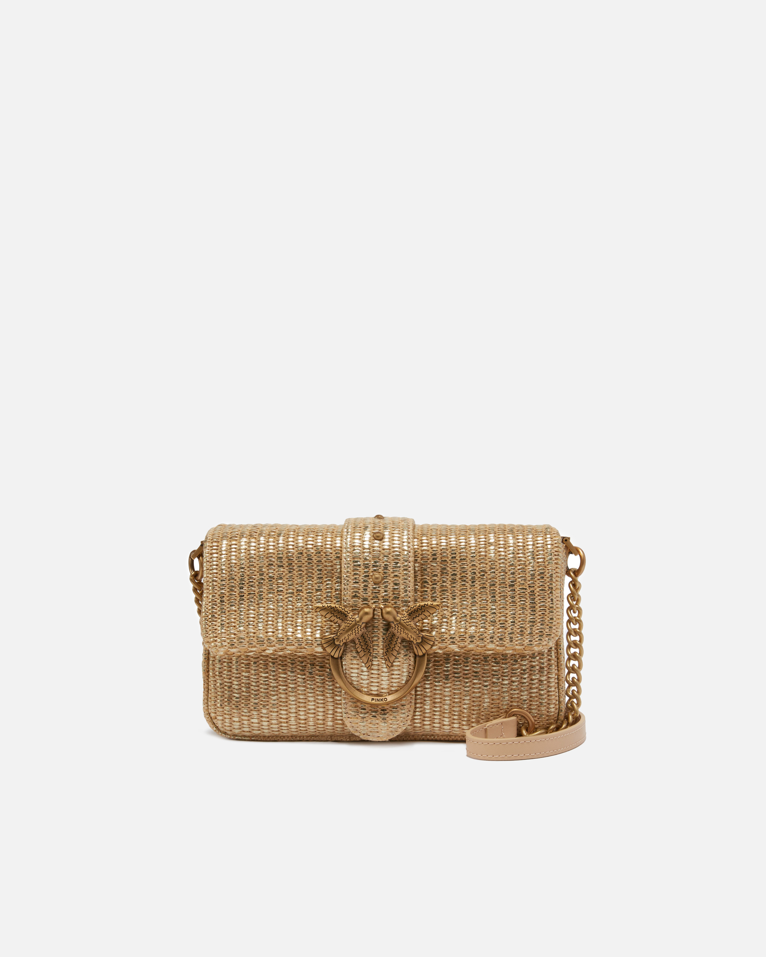Pinko Raffia Mini Love Bag Slouchy Shoulder Bag