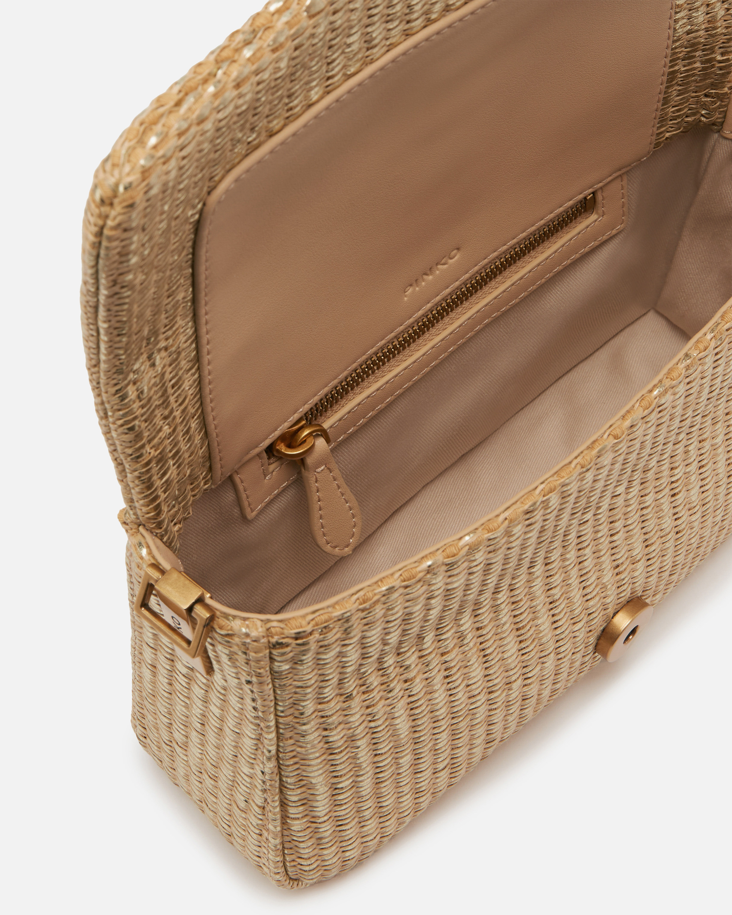 Pinko Raffia Mini Love Bag Slouchy Shoulder Bag