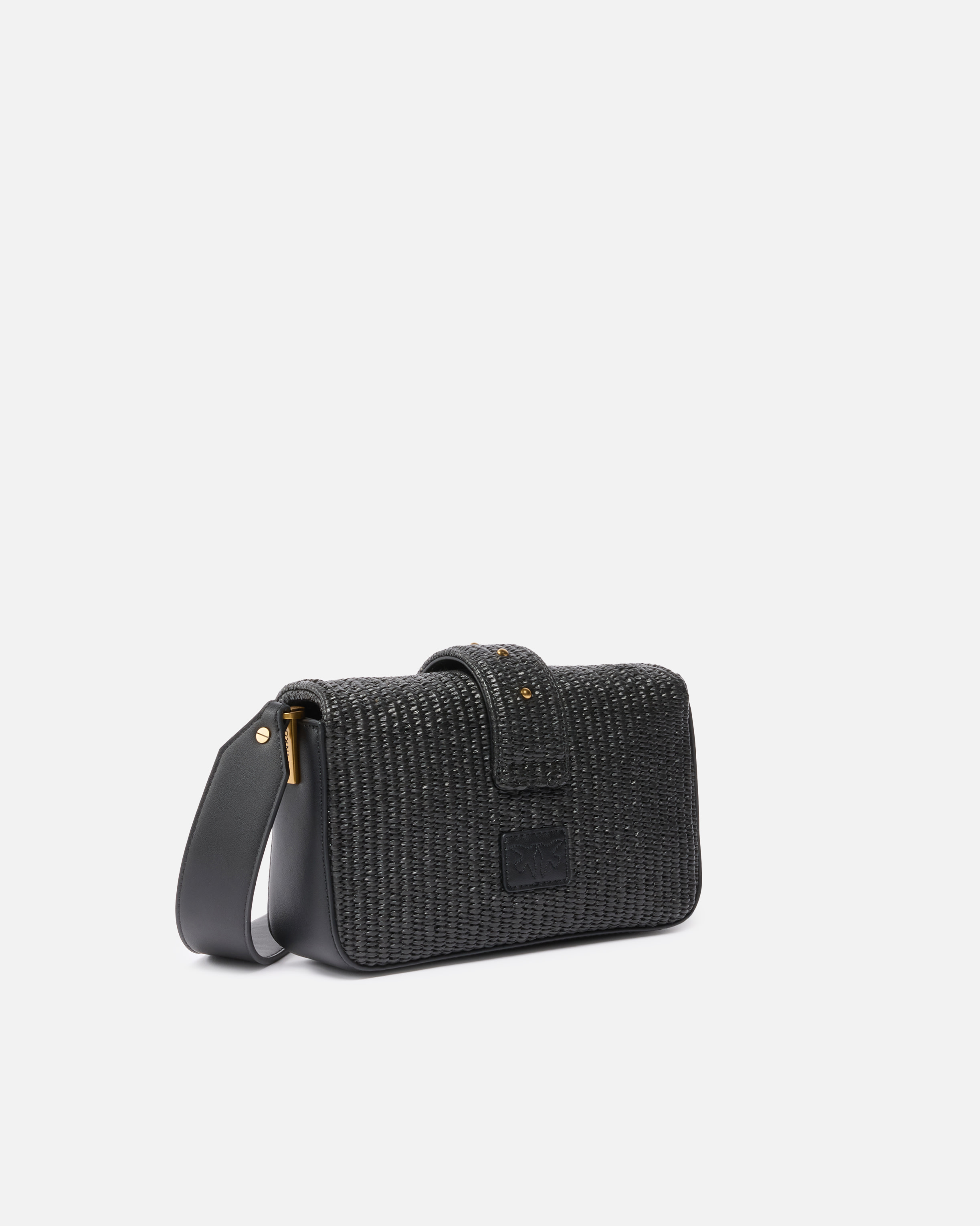 Mini Love Bag Slouchy shoulder bag in raffia with two