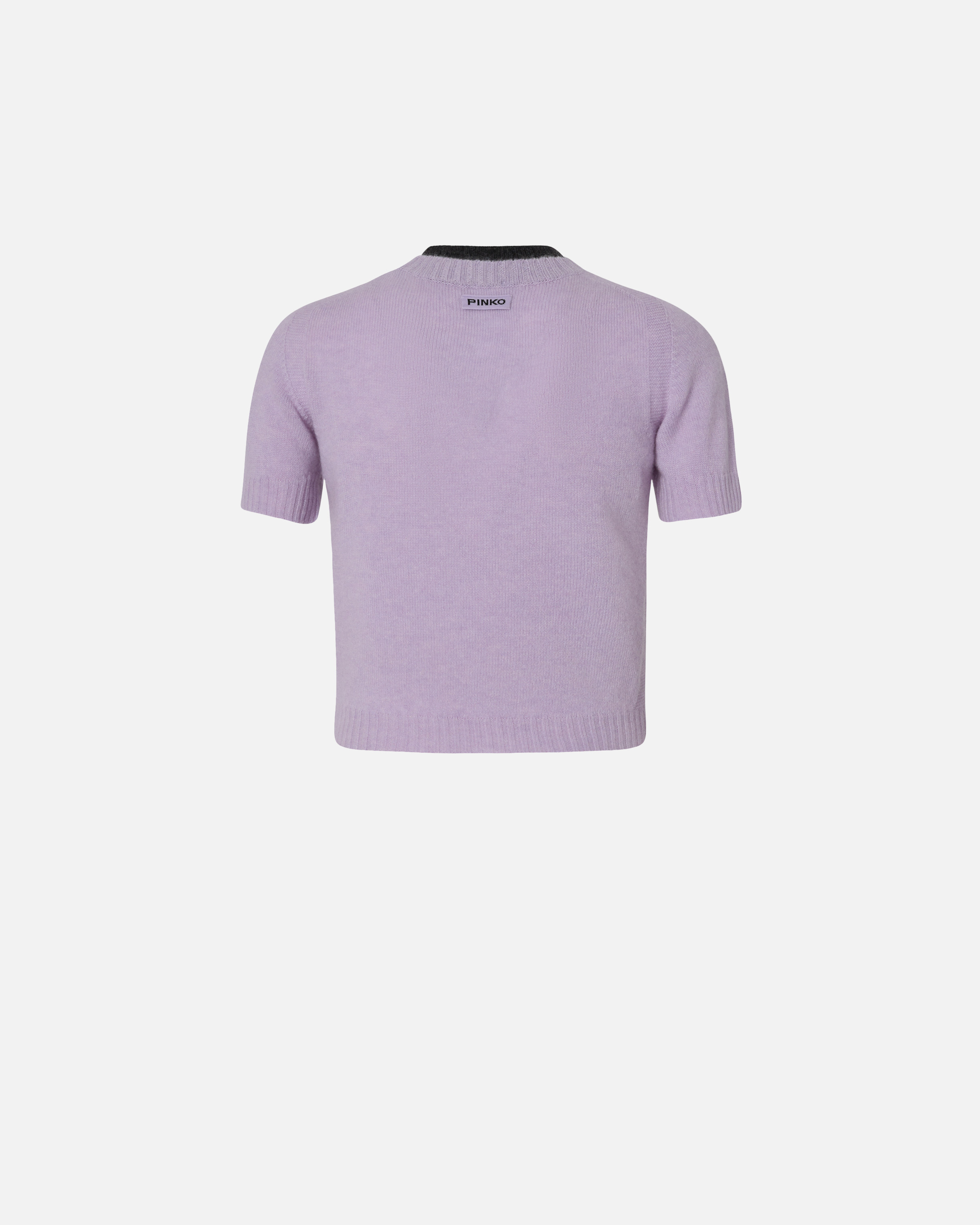 Pinko Short Jersey With Contrasting Profile In Rose/gris Chiné
