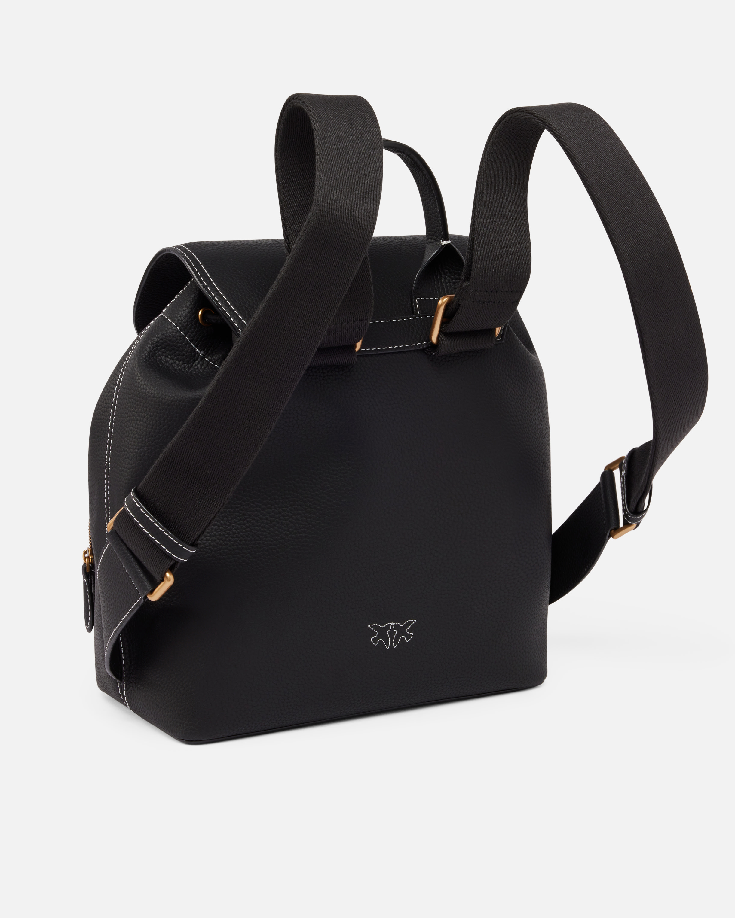 Multi-pocket backpack in tumbled leather - Black - large