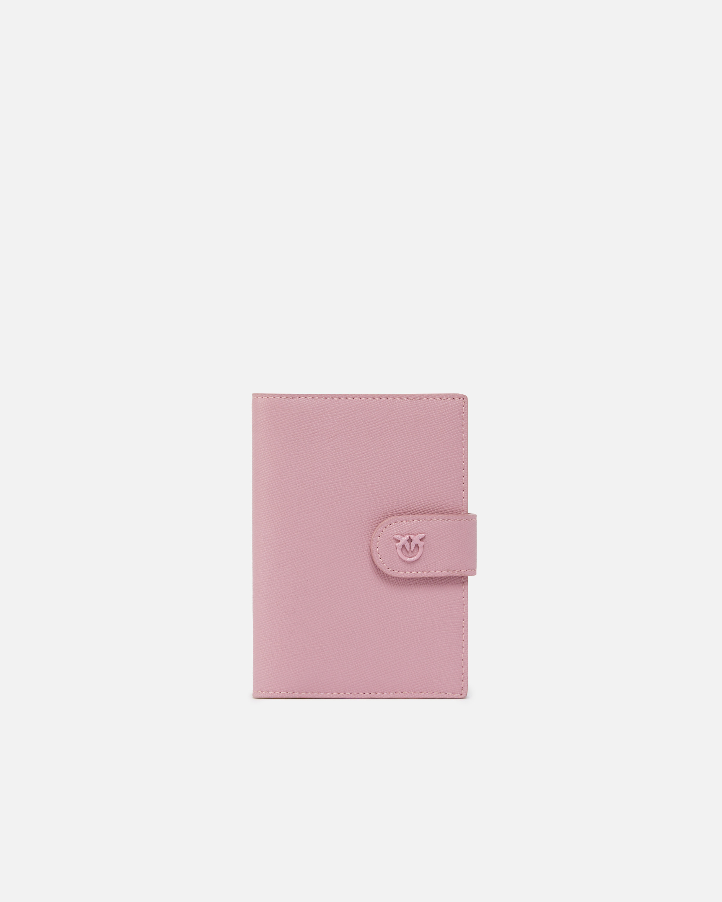 Pinko Porte-passeport En Cuir Saffiano Avec Logo Love Birds In Purple-block Color