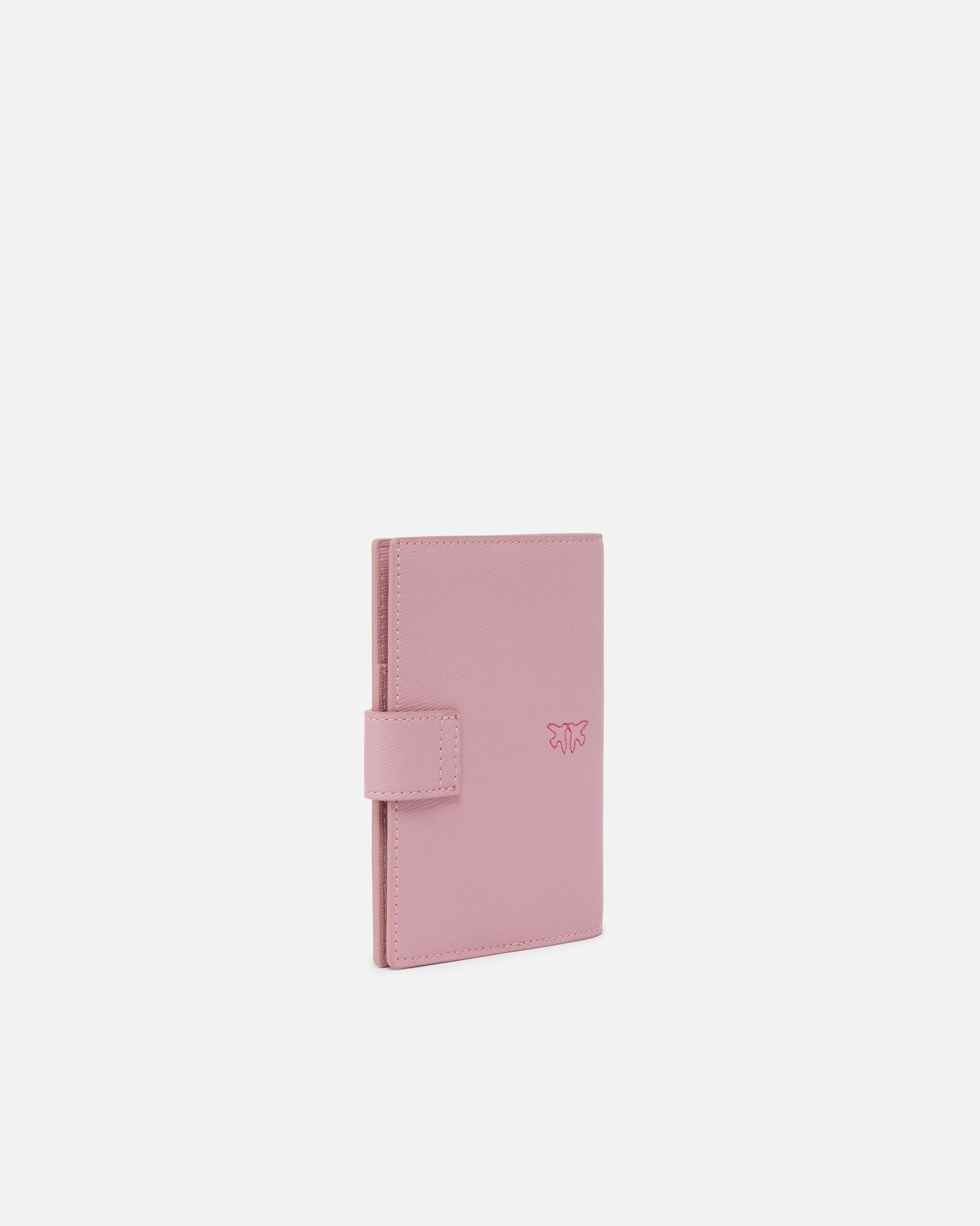 Pinko Porte-passeport En Cuir Saffiano Avec Logo Love Birds In Purple-block Color