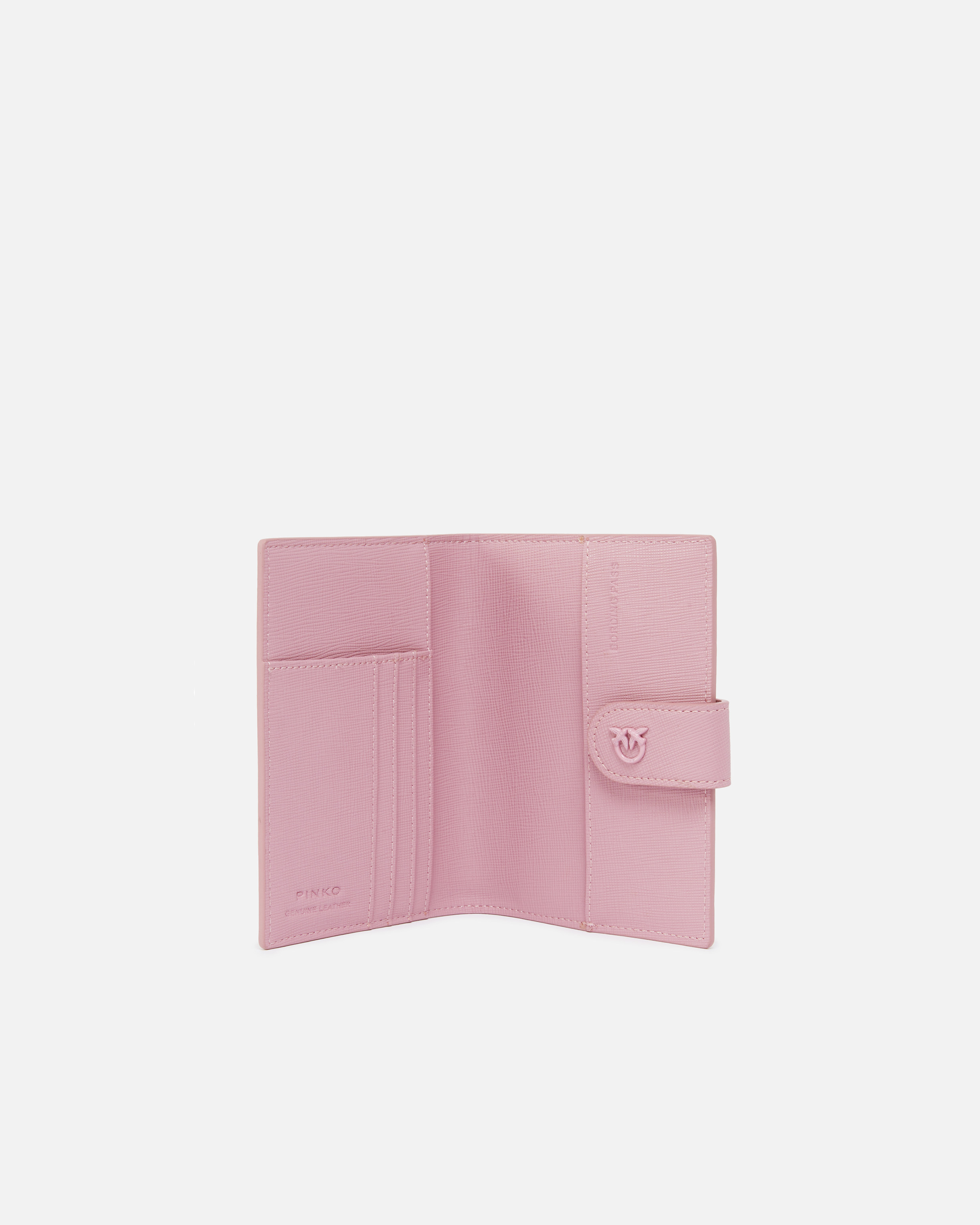 Pinko Porte-passeport En Cuir Saffiano Avec Logo Love Birds In Purple-block Color