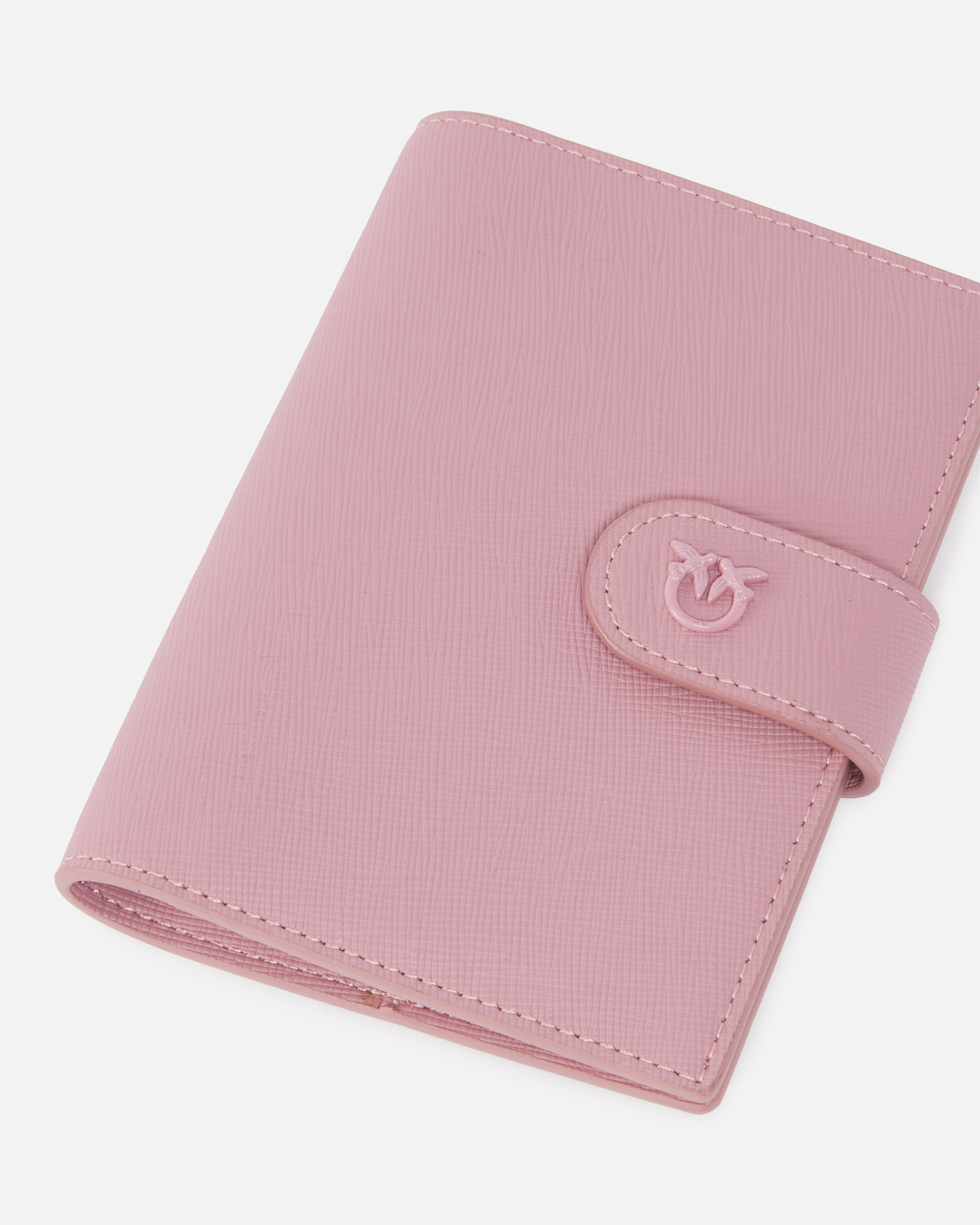 Pinko Porte-passeport En Cuir Saffiano Avec Logo Love Birds In Purple-block Color
