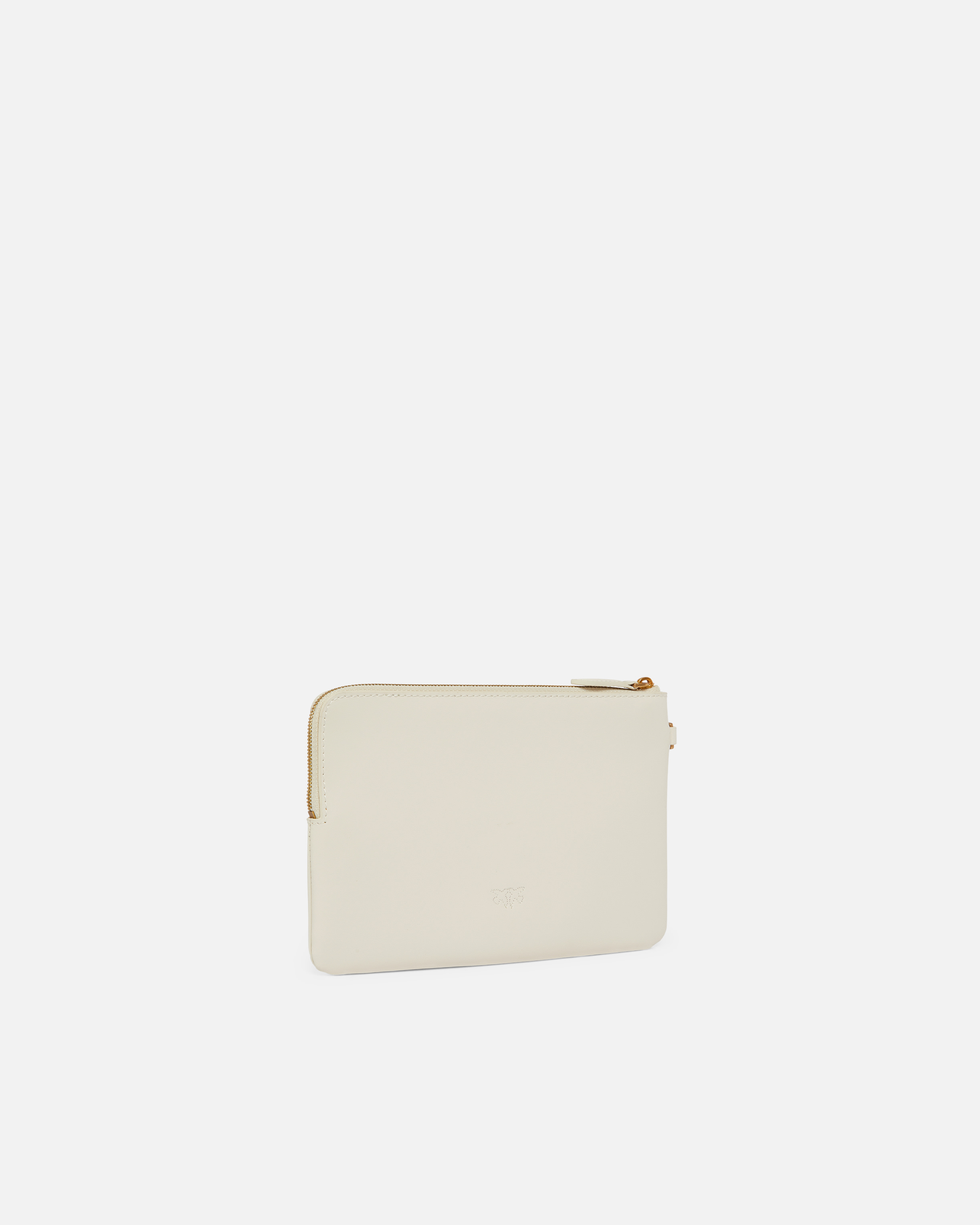 Square leather clutch with wristlet and birds logo PINKO