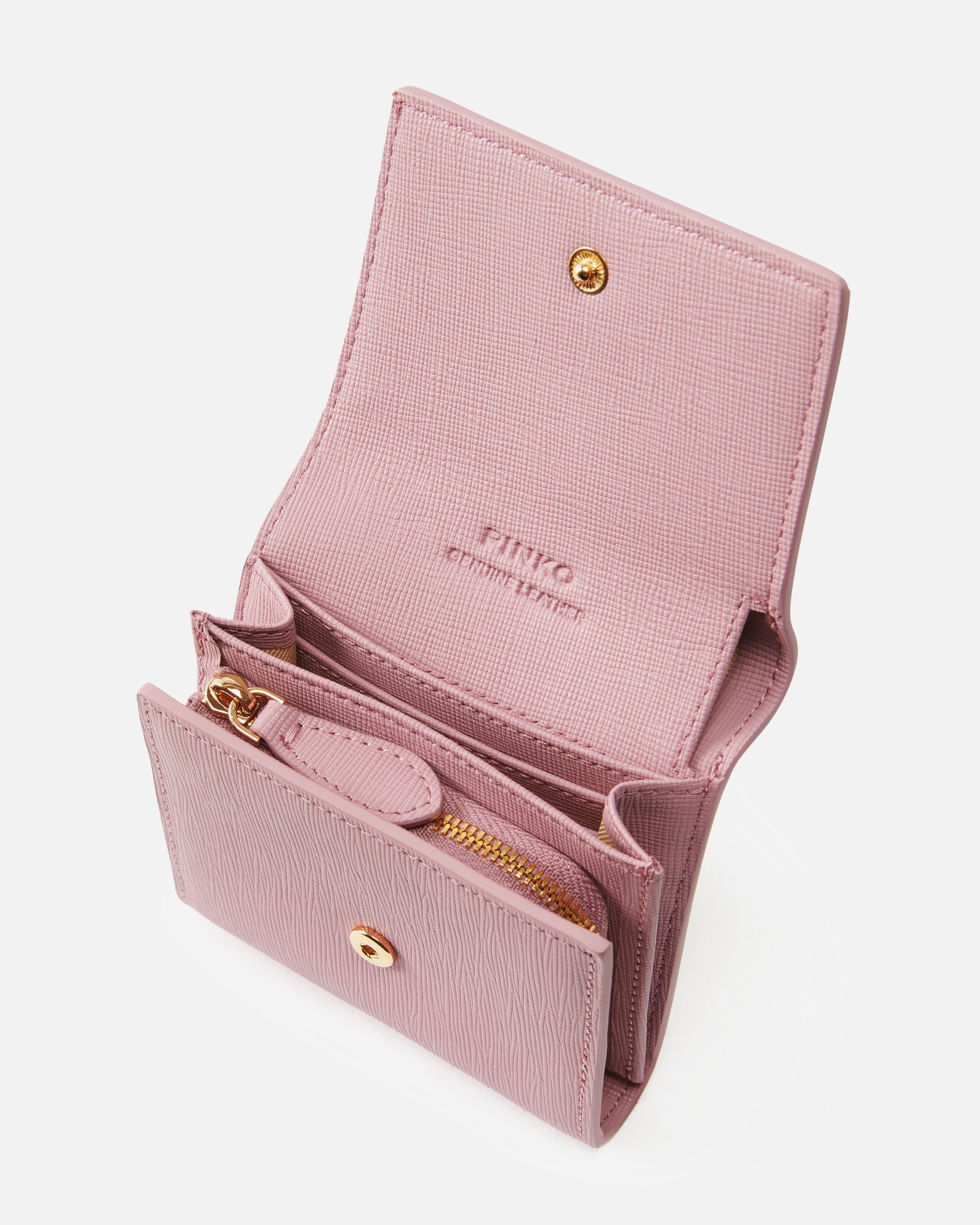 Pinko Portamonete Quadrato In Pelle Saffiano In Viola-block Color