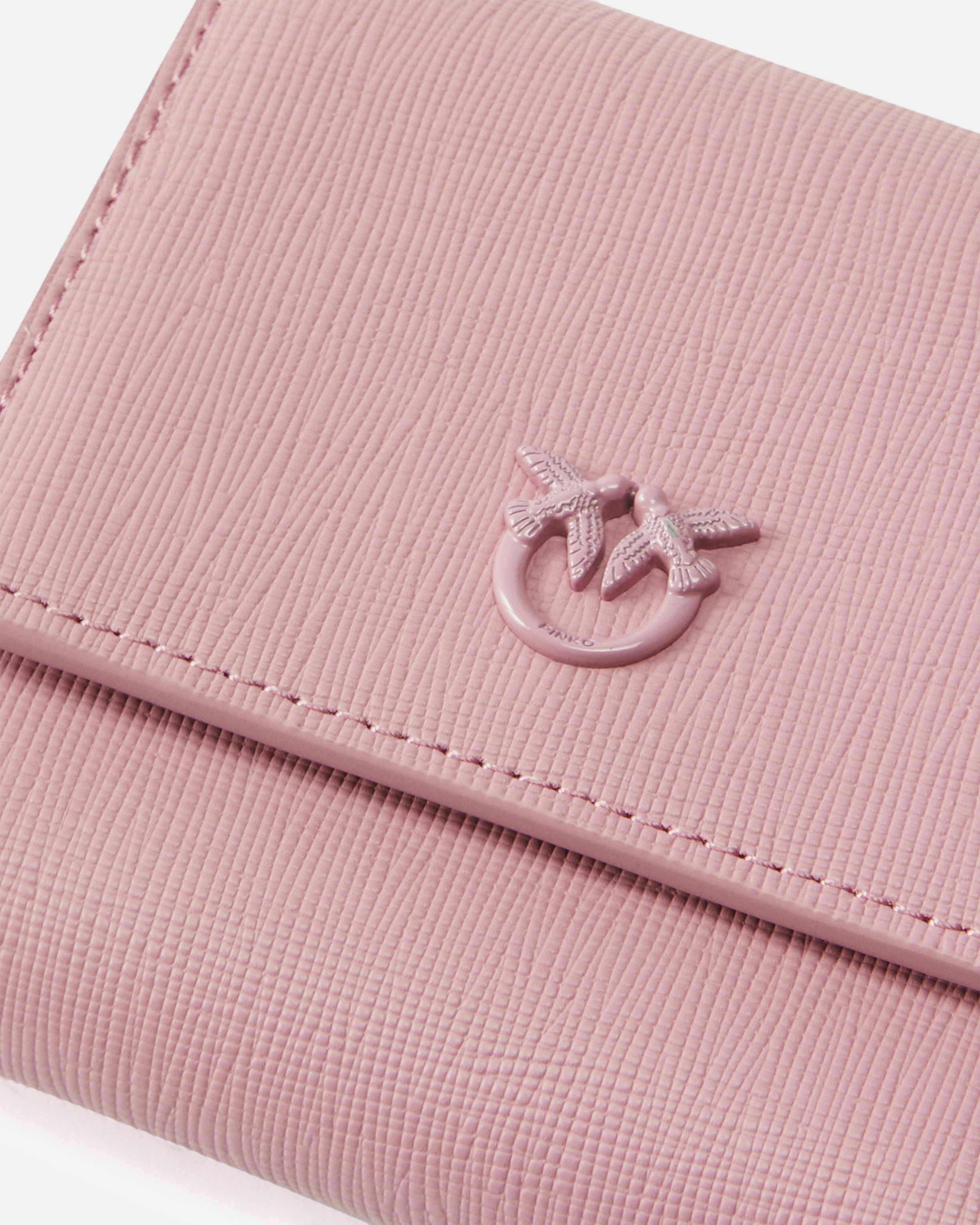 Pinko Portamonete Quadrato In Pelle Saffiano In Viola-block Color