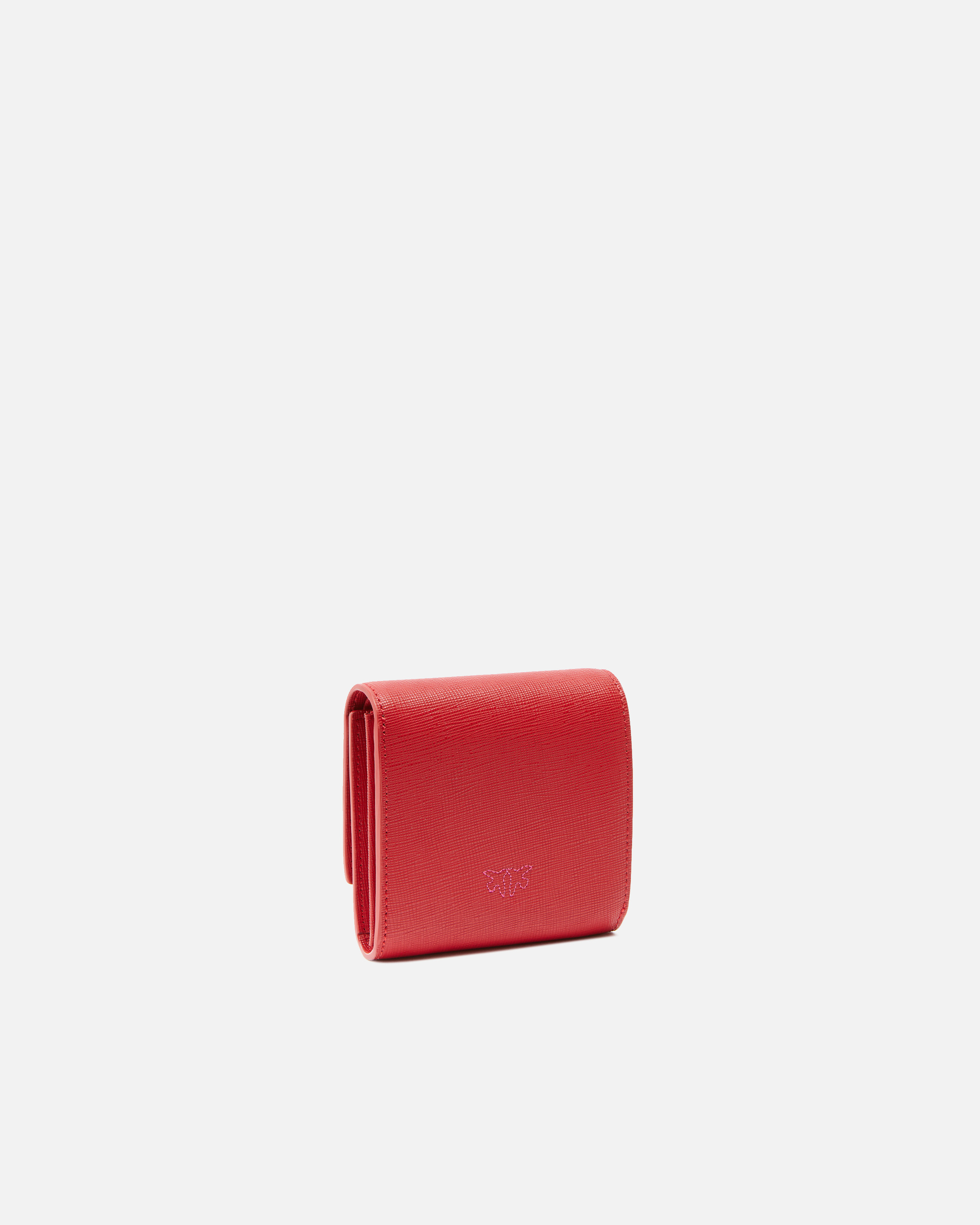 Pinko Portamonete Quadrato In Pelle Saffiano In Rosso-block Color