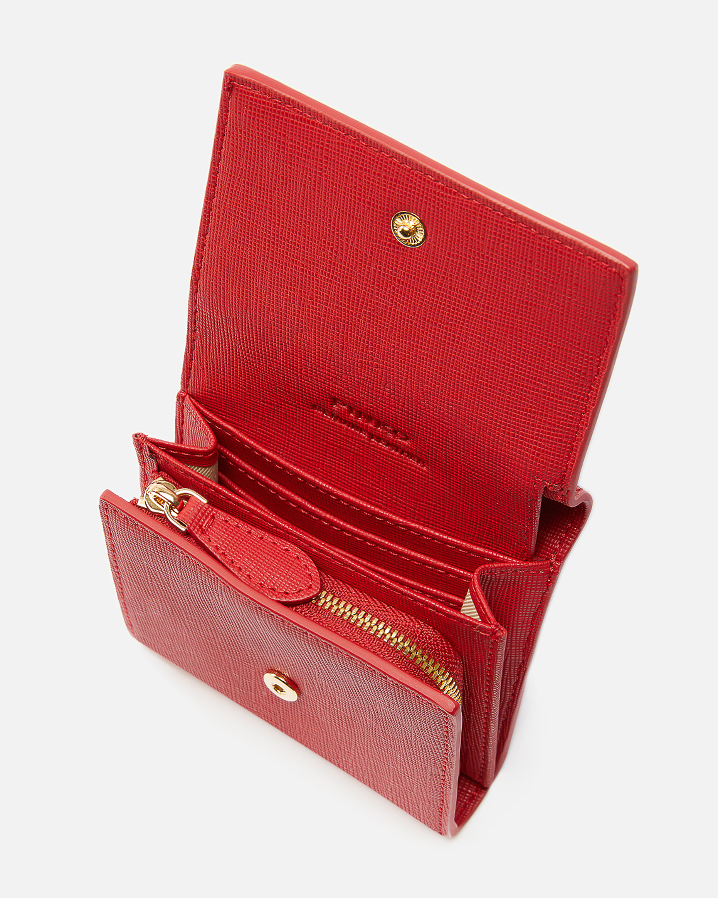 Pinko Portamonete Quadrato In Pelle Saffiano In Rosso-block Color
