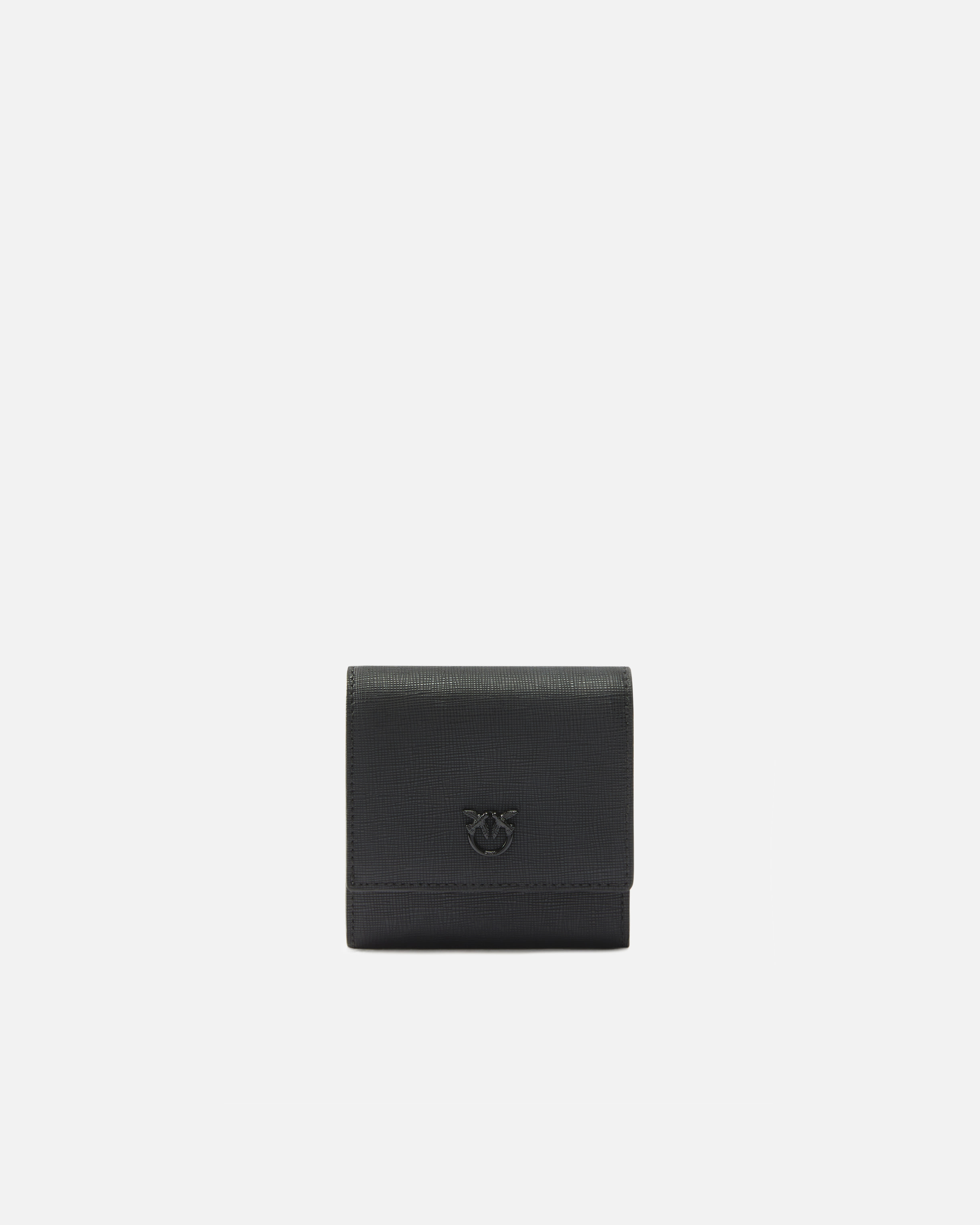 Pinko Portamonete Quadrato In Pelle Saffiano In Nero Limousine Block Color