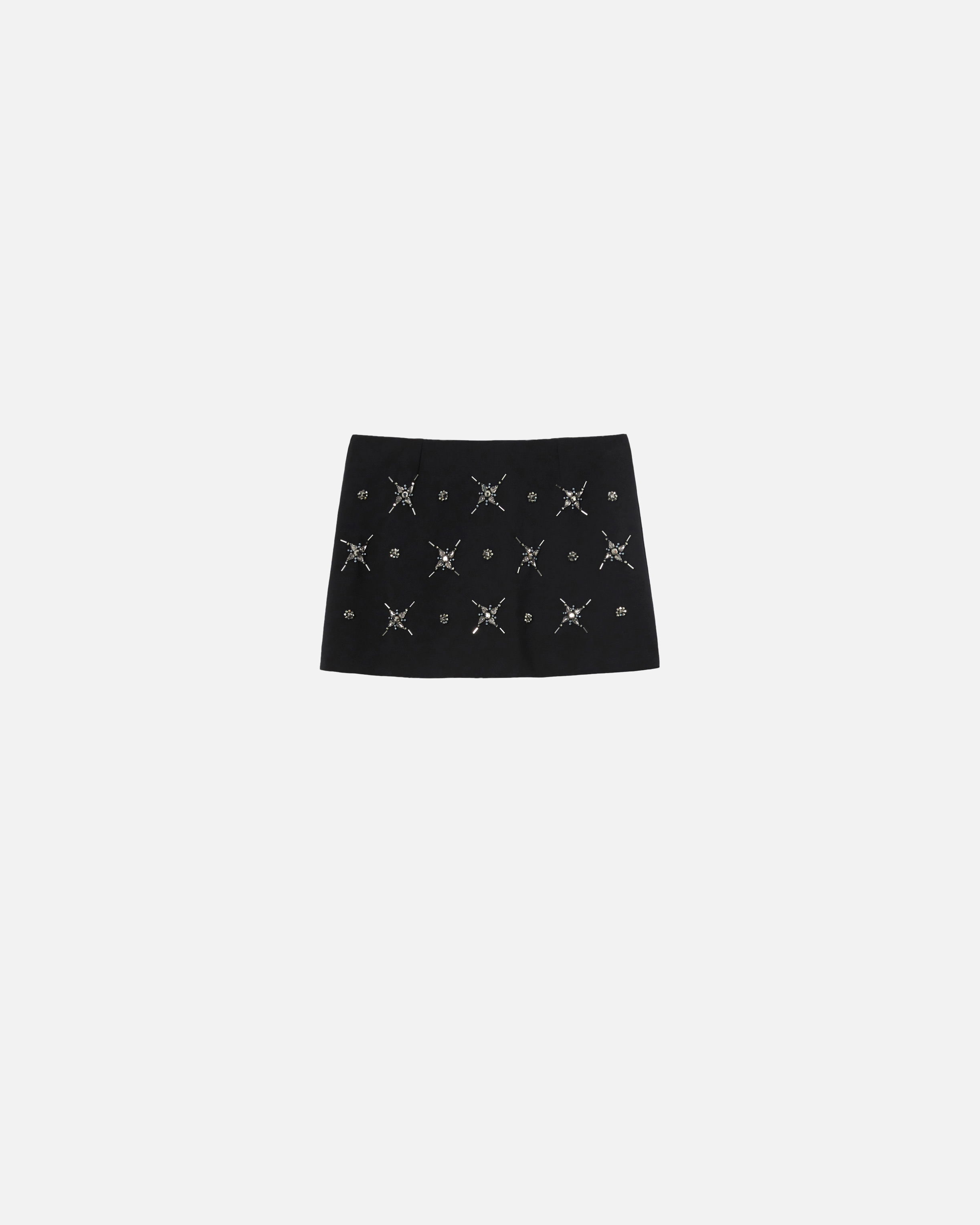 Pinko Embellished Double-layer Mini Skirt In Noir Limousine