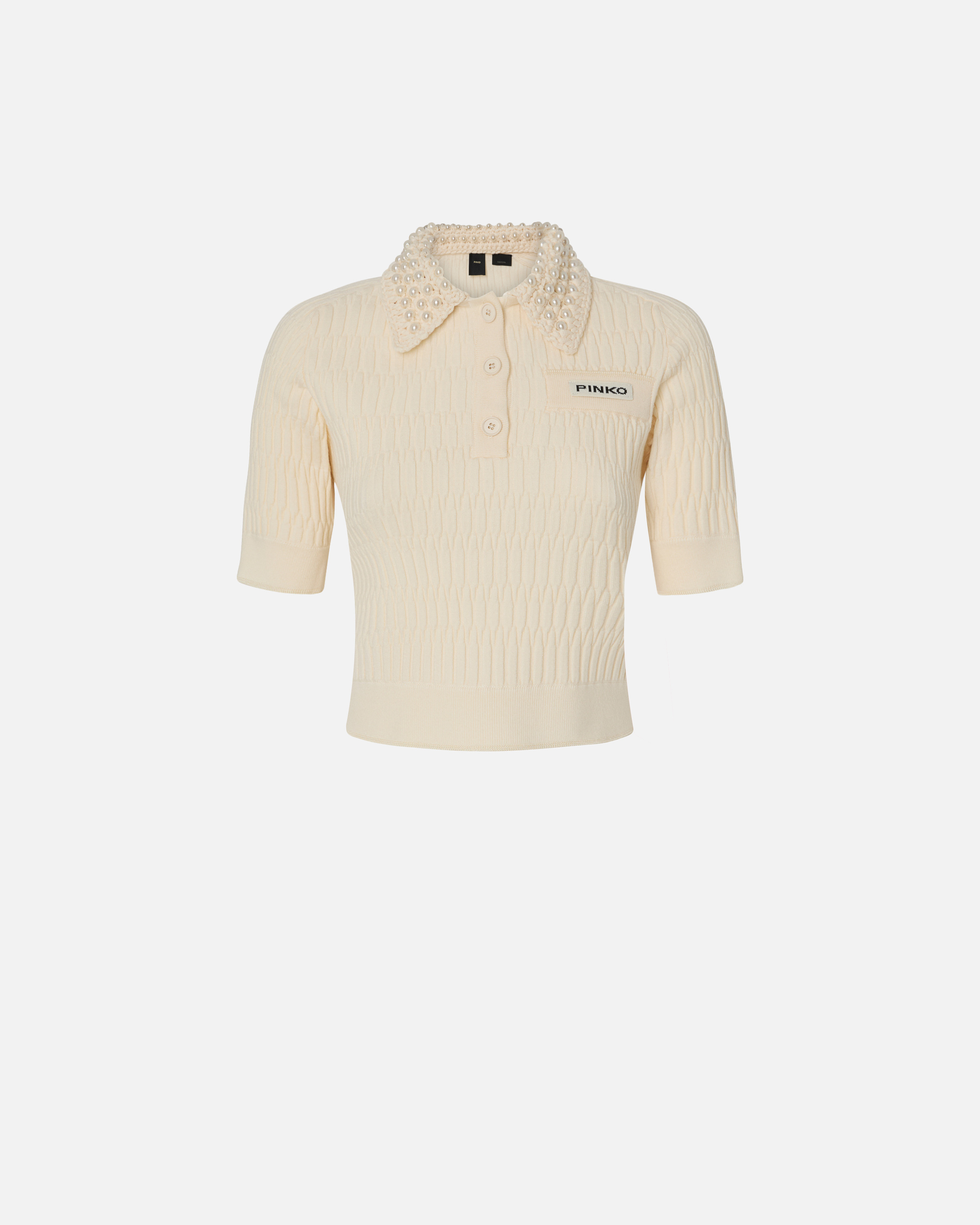 Pinko Ribbed Cashmere Blend Turtleneck Jumper With Lurex Cuffs In Meringue White