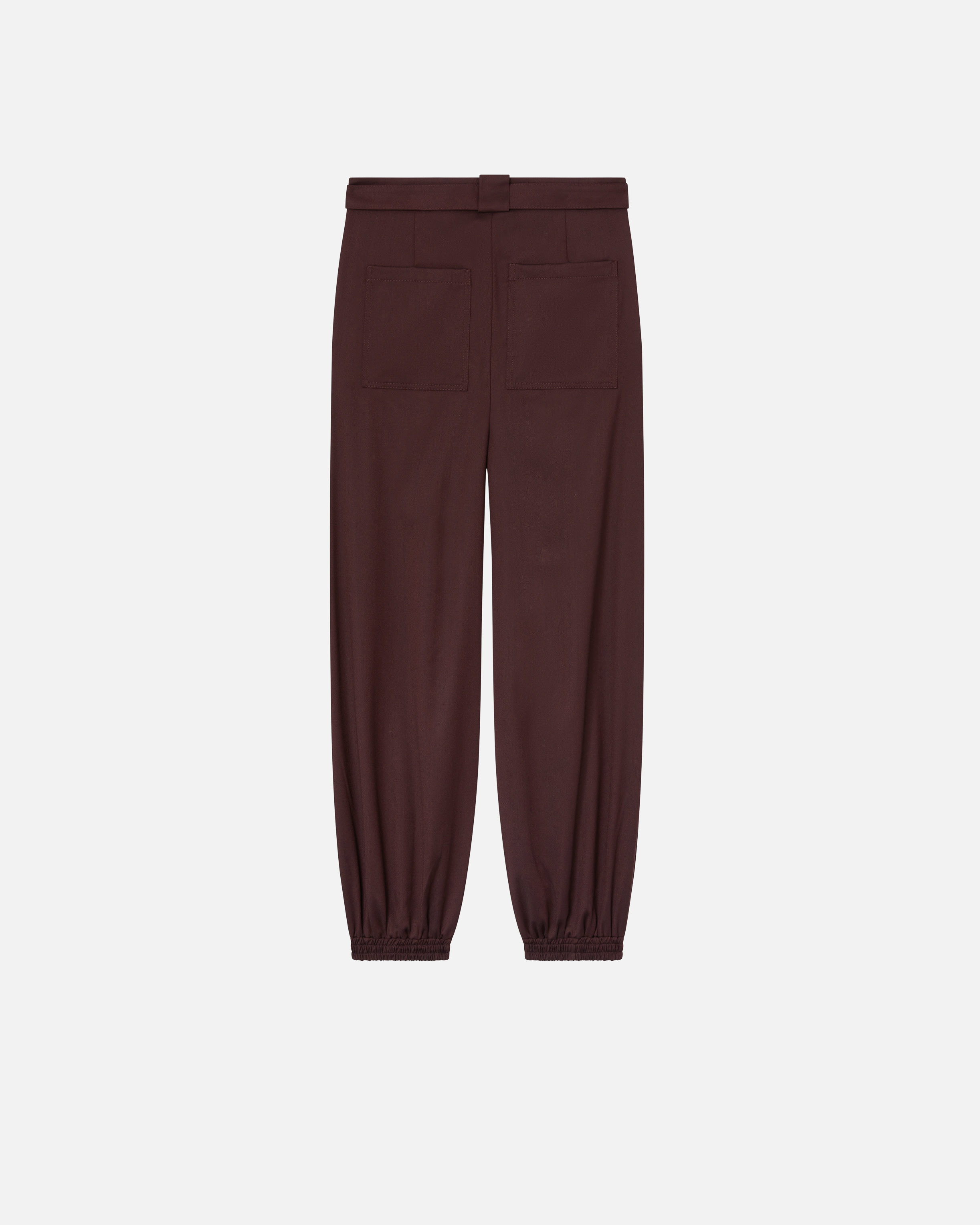 Pinko Flannel Utility Trousers With Elasticated Bottom Hem In Bordeaux Intenso